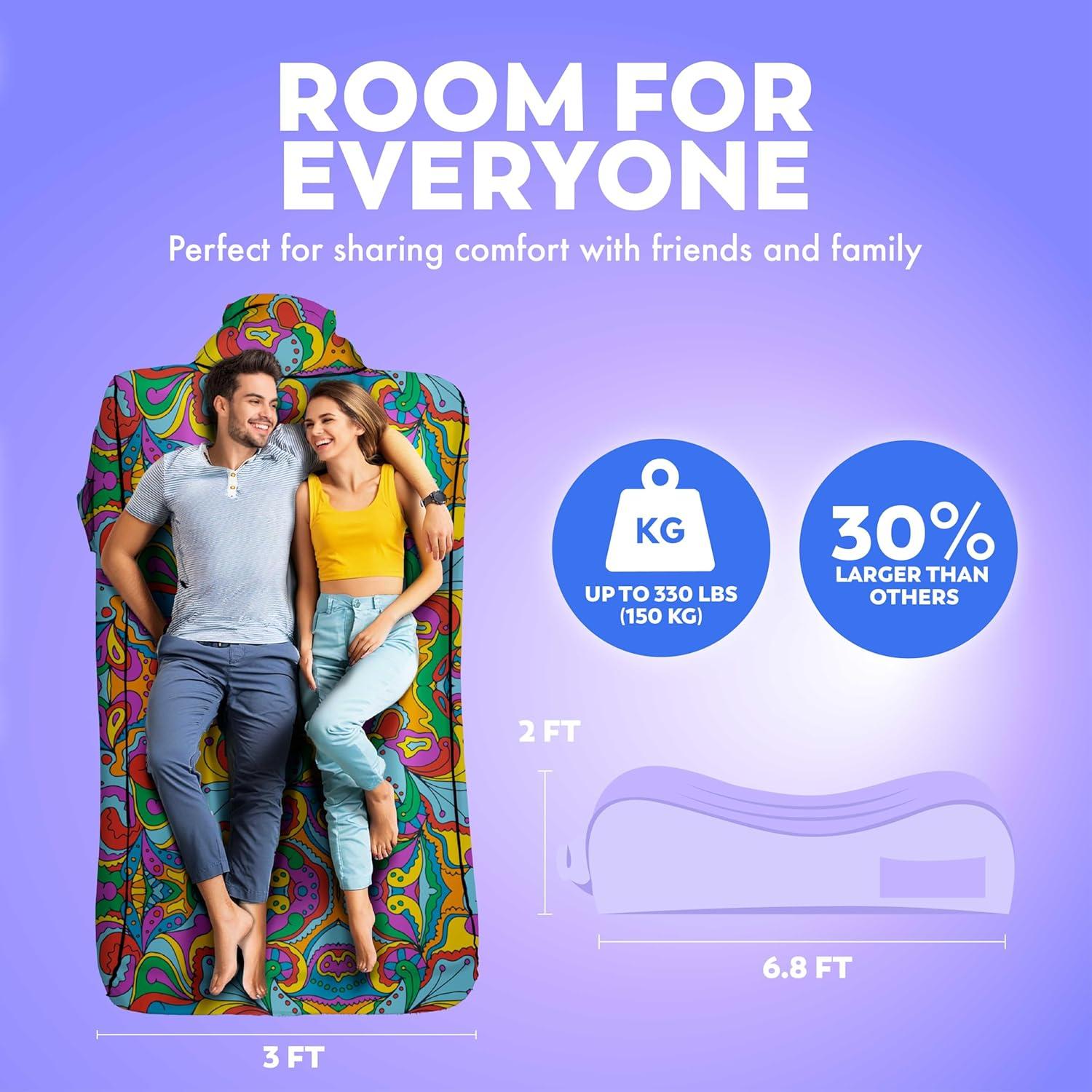 Sofá Inflable Chillbo Flap N Nap - Reposapiés Psicodélico 60s