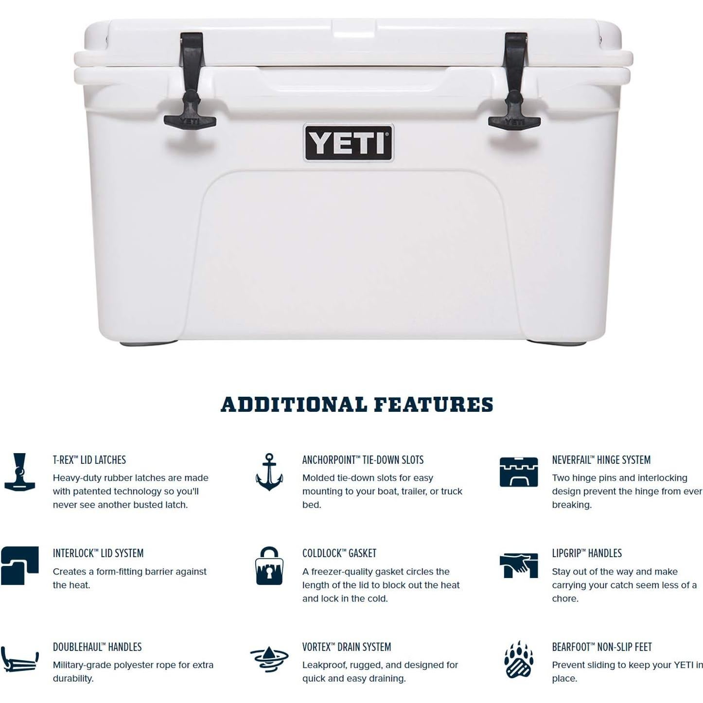 Cooler YETI Tundra 45 Blanco - 45 Cuartos, Portátil, Aislamiento