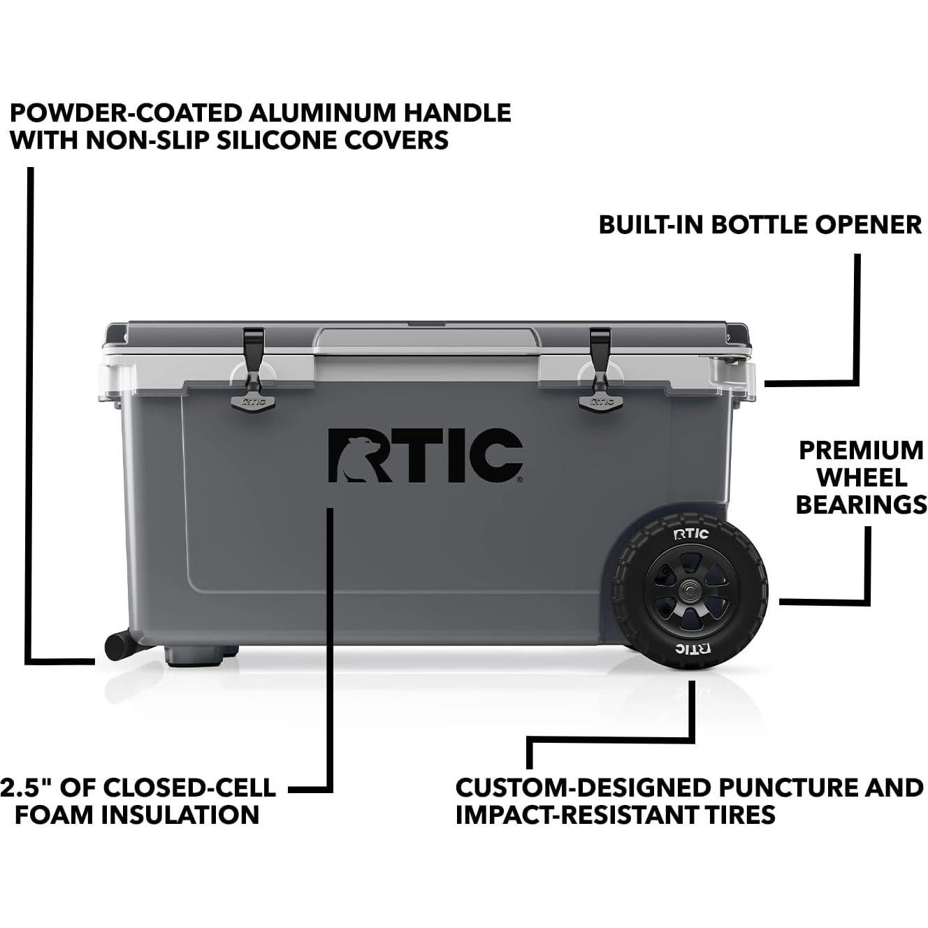 Enfriador RTIC 72 QT Ultra-Ligero con Ruedas Aislado