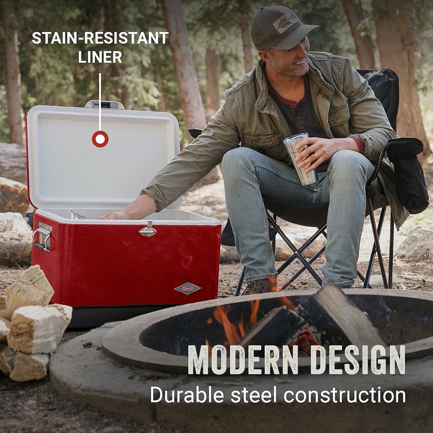 Nevera portátil Coleman 54QT Acero Inoxidable Roja