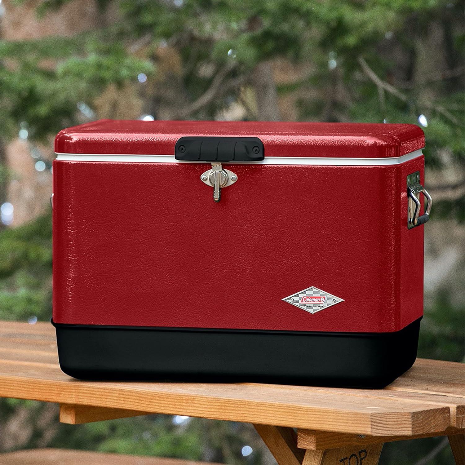 Nevera portátil Coleman 54QT Acero Inoxidable Roja