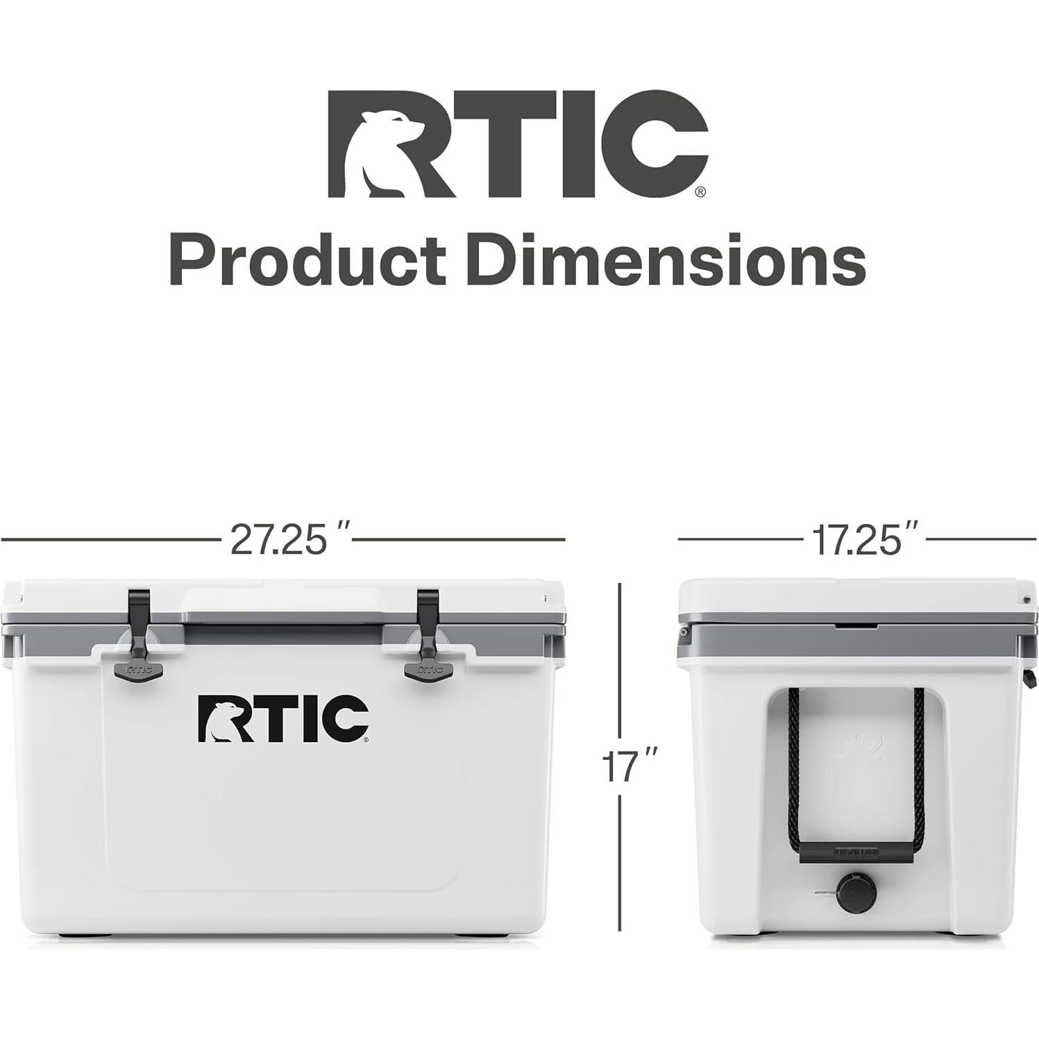 Nevera Dura Aislada RTIC Ultra-Ligera 52 Qt Blanca y Gris