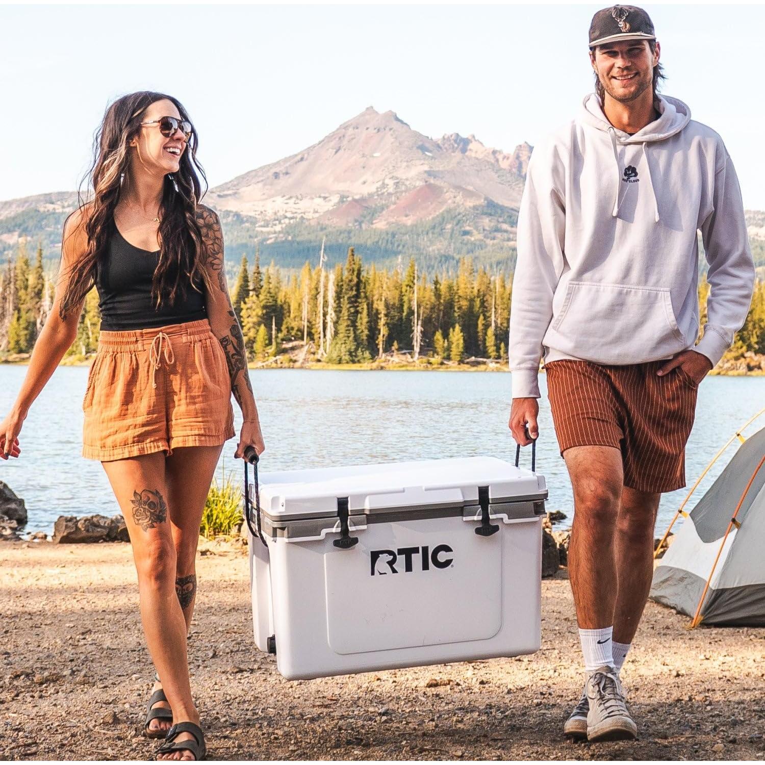 Nevera Dura Aislada RTIC Ultra-Ligera 52 Qt Blanca y Gris