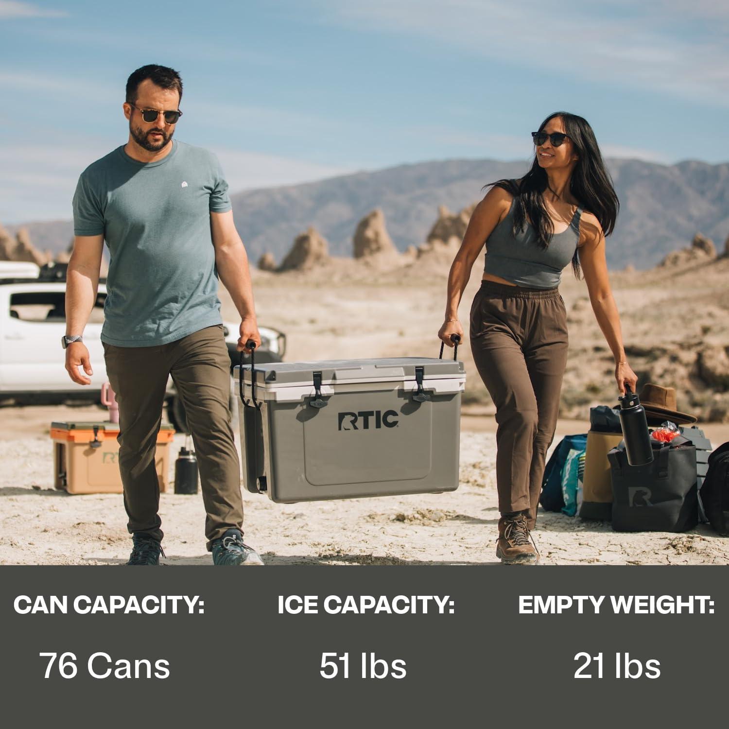 Nevera Dura Aislada RTIC Ultra-Ligera 52 Qt Blanca y Gris