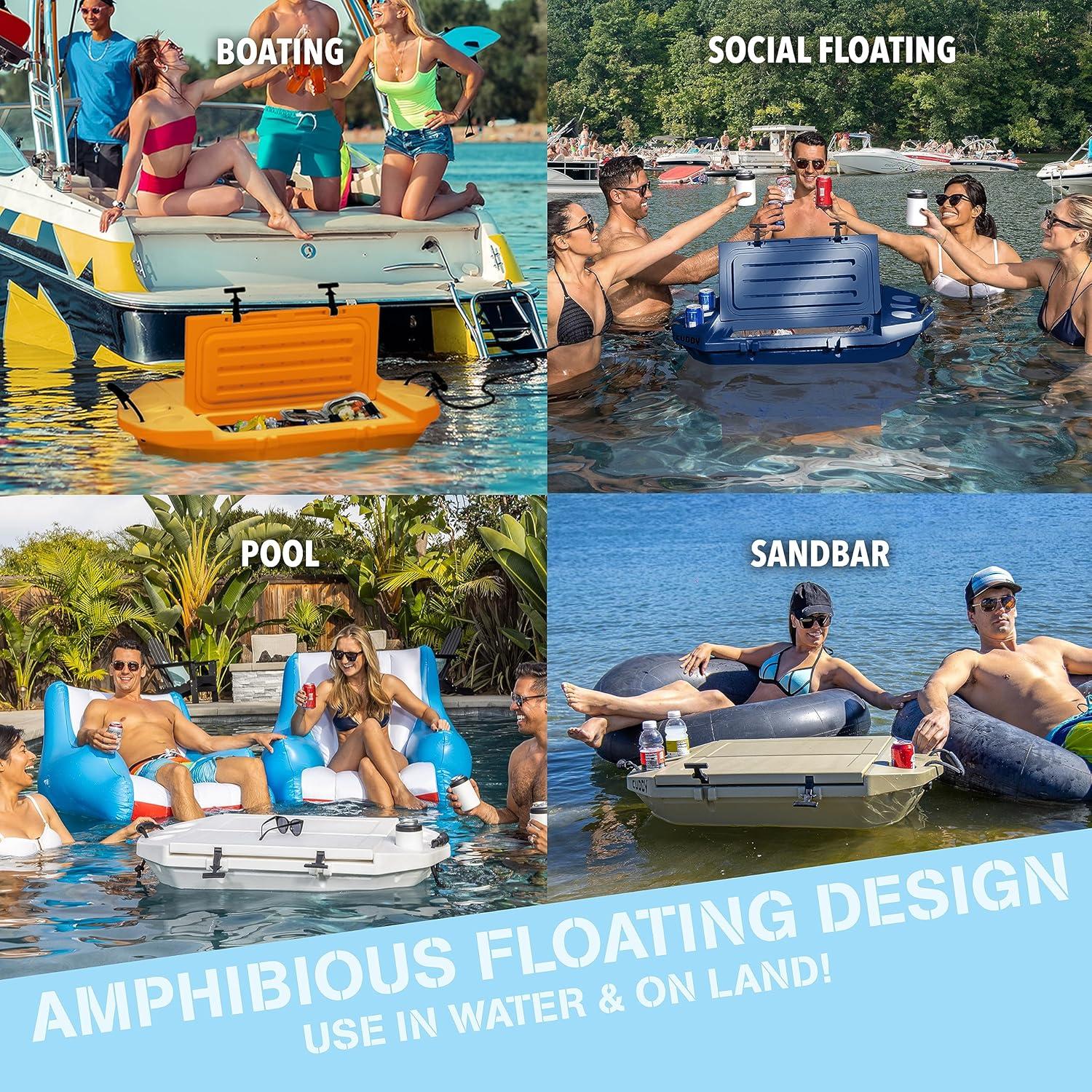 Enfriador Anfibio CUDDY 40QT con Ruedas GoSports Beige