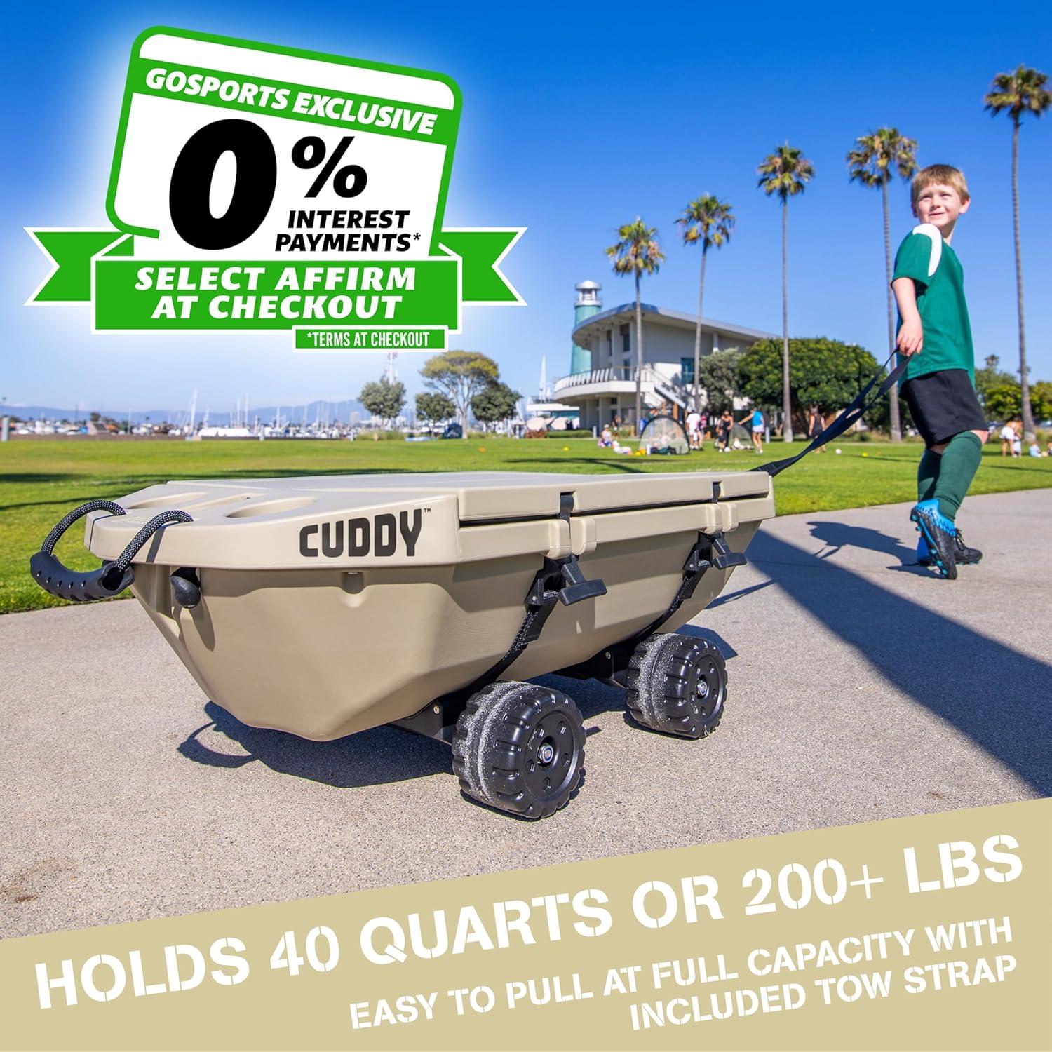 Enfriador Anfibio CUDDY 40QT con Ruedas GoSports Beige