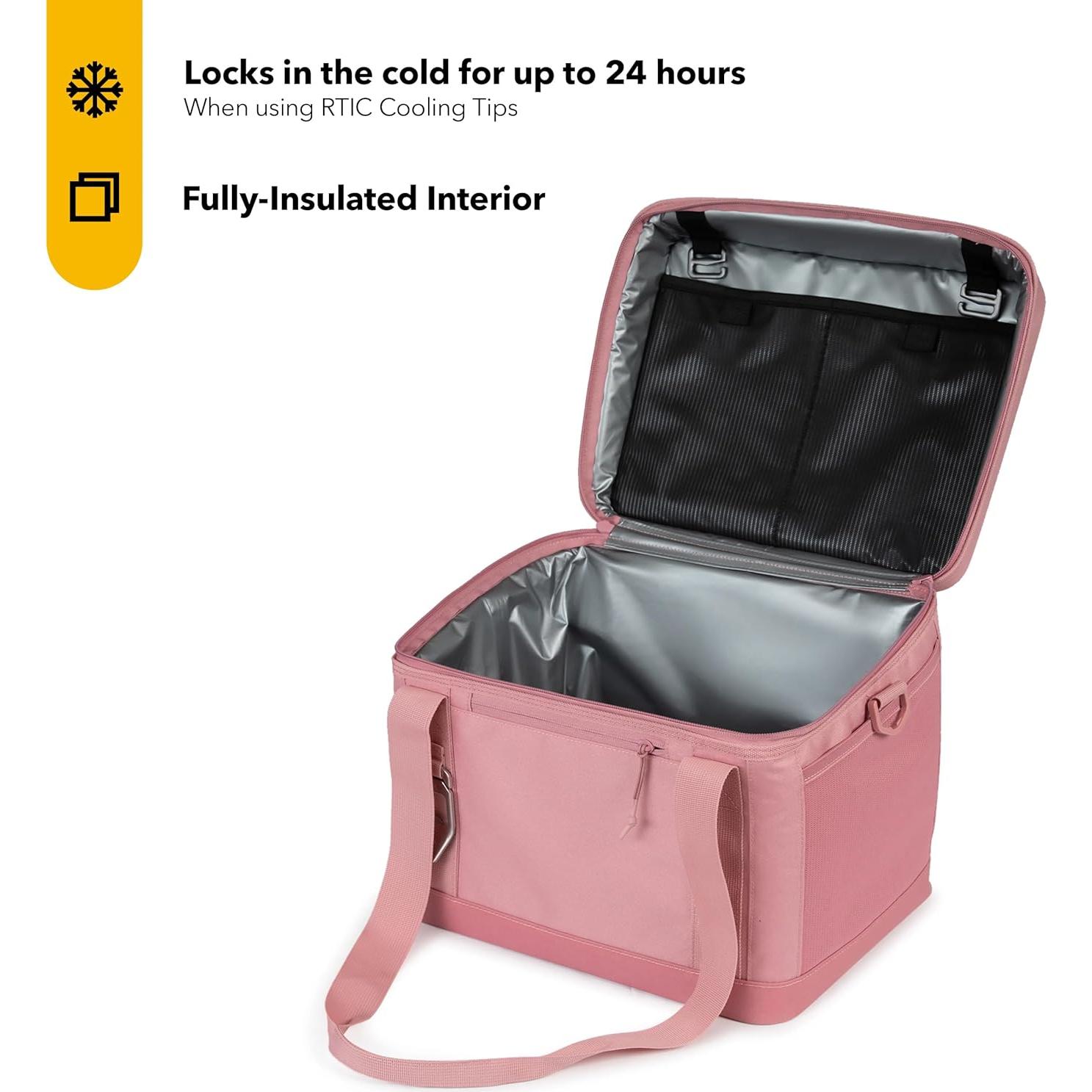 Enfriador portátil RTIC 28 latas aislado rosa para camping