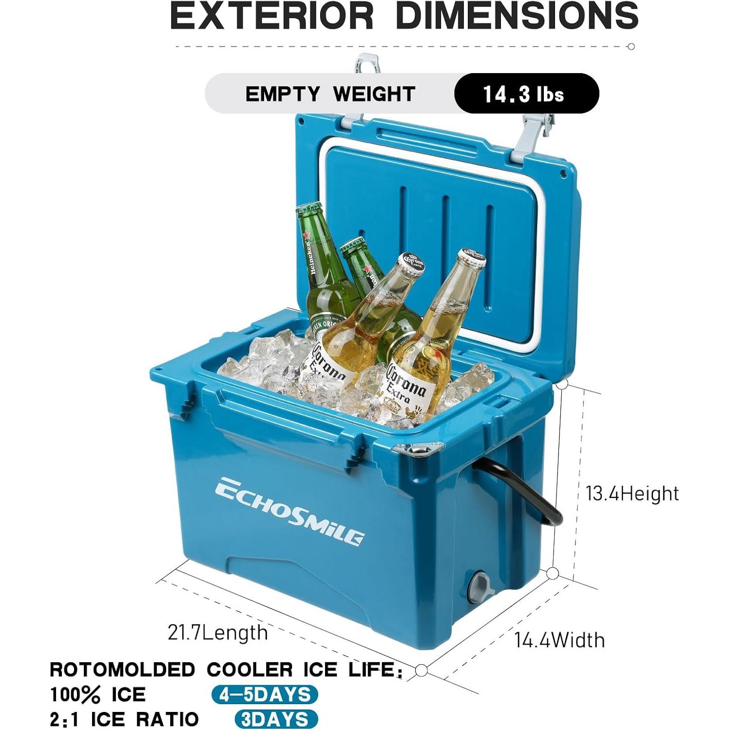 Nevera Rotomoldeada EchoSmile 25QT Azul - Aislamiento Térmico