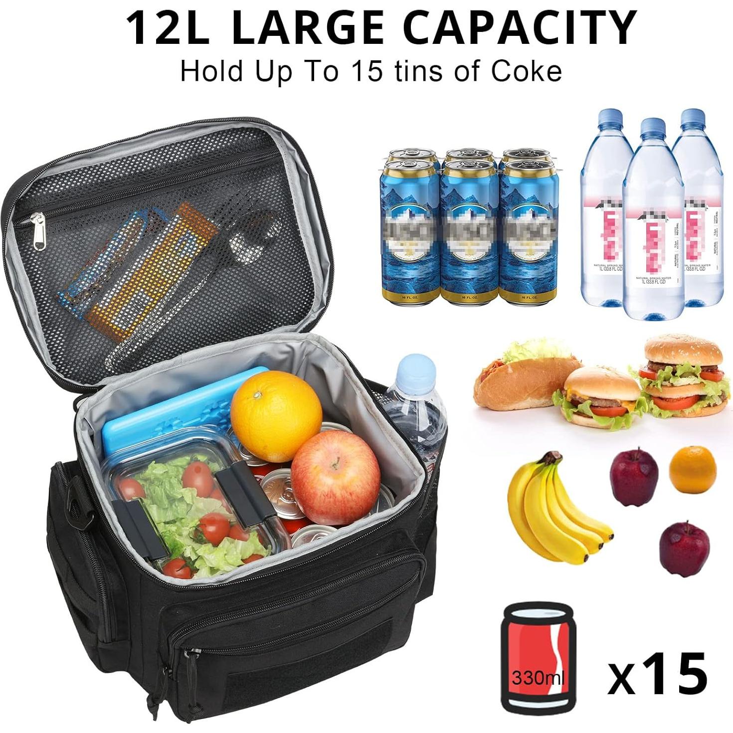 Bolsa de Almuerzo Táctica ATRIPACK Negra Aislada 12.3L