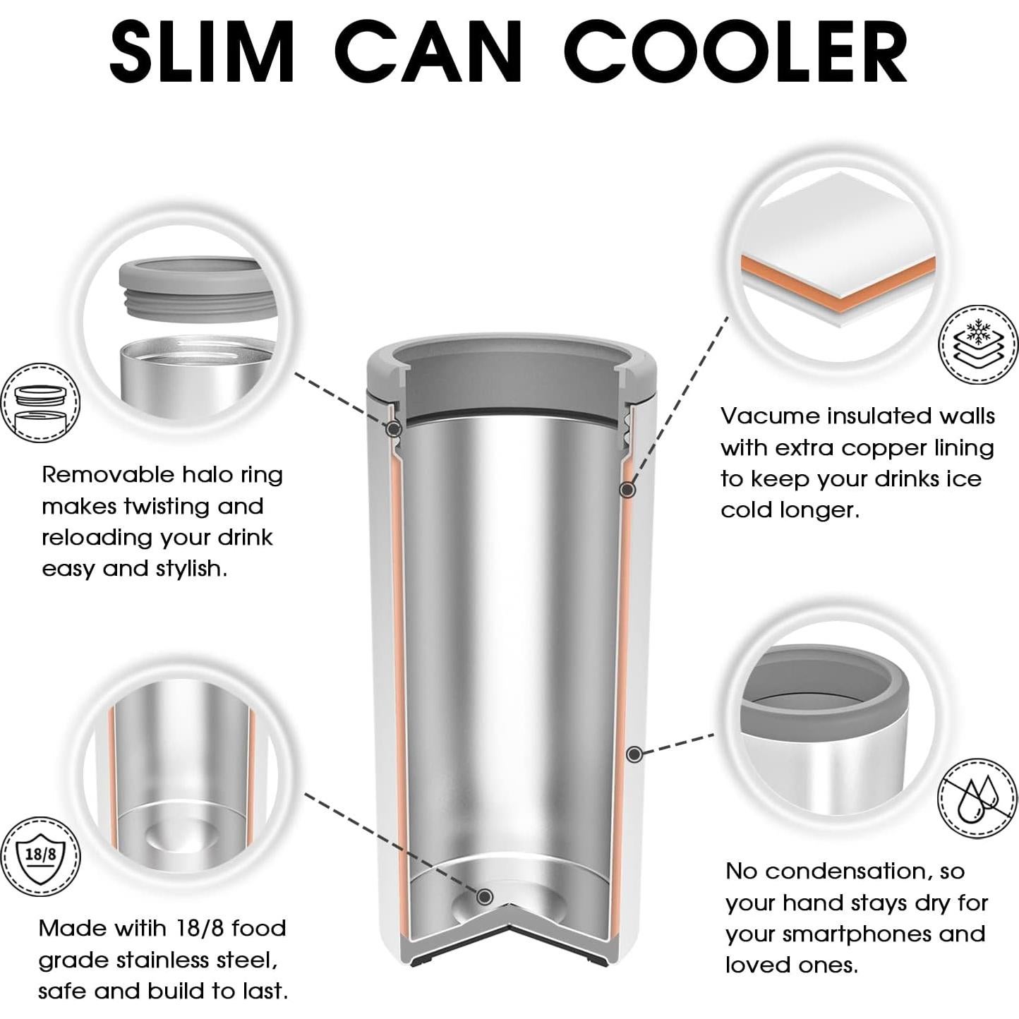 Enfriador de Latas Delgadas TILUCK Acero Inoxidable 12 oz