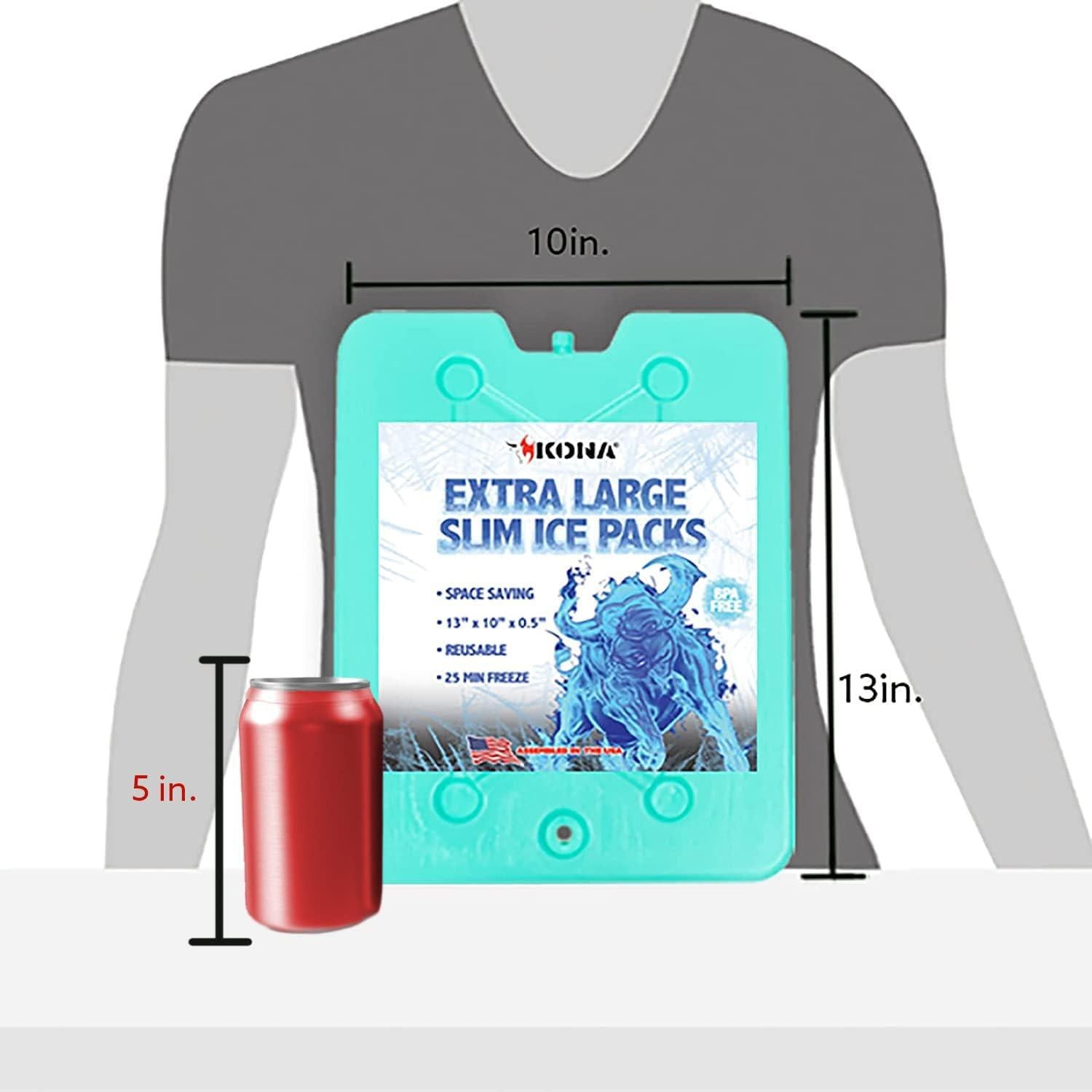XXL Ice Packs for Coolers – 2 lb Reusable Slim Freezer Packs, Long-Lasting Dry Ice Alternative for Cooler Bags, 13×10 Inch, Fast Freeze (-5 °C), Available in Multiple Pack Quantities