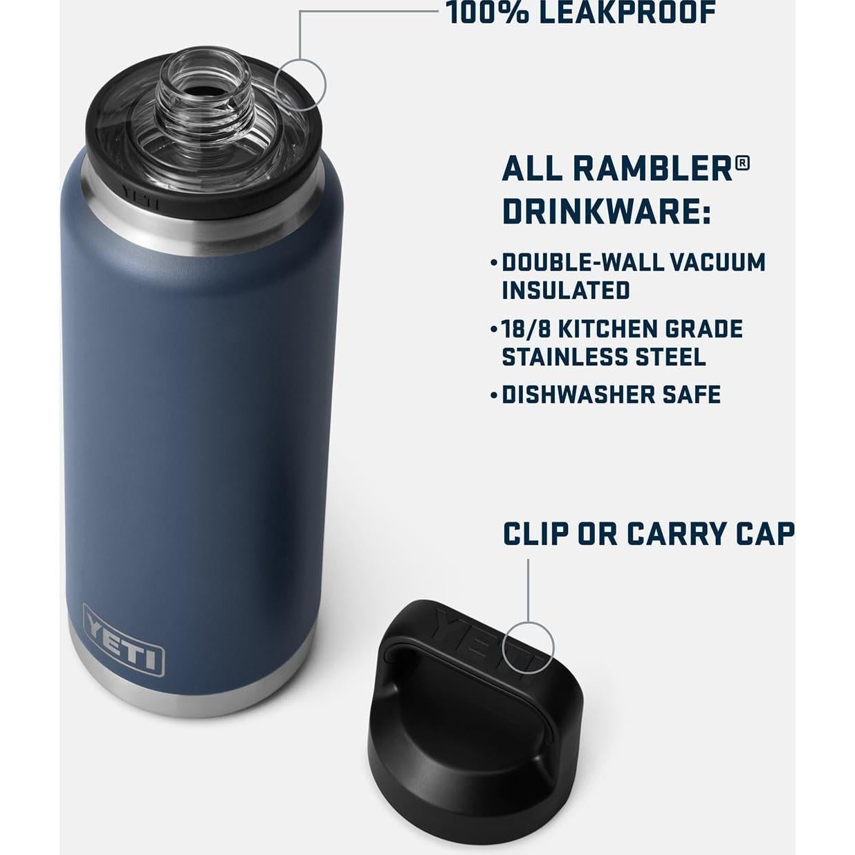 Botella YETI Rambler 36 oz (1064 ml) Acero Inoxidable Aislada