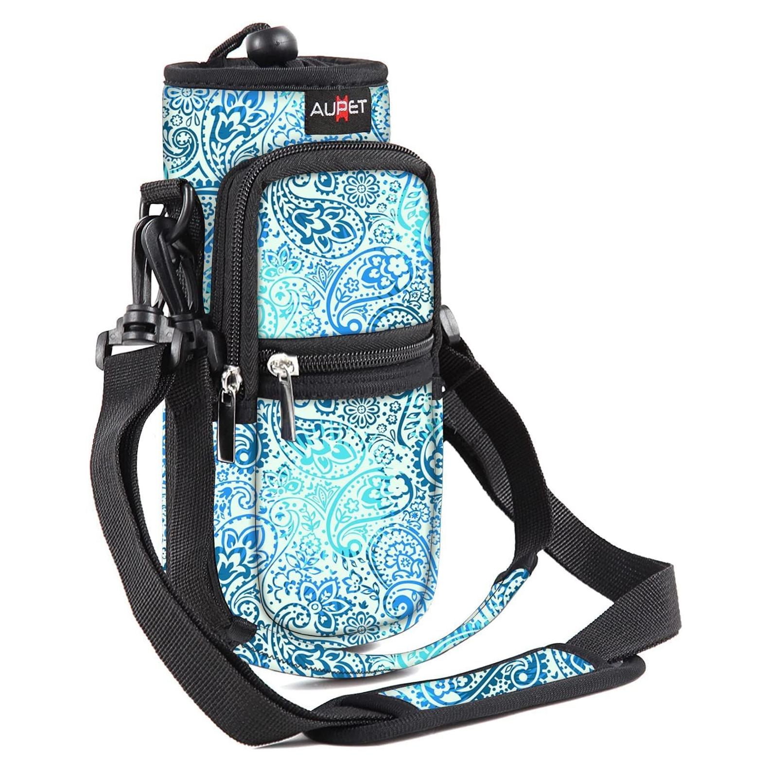 AUPET Water Bottle Sling Bag Sleeve Holder Carrier 25/32/40/64 oz,Insulated Crossbody Water Bottle Case Cover with Strap and Pockets for Men/Women Walking Hiking