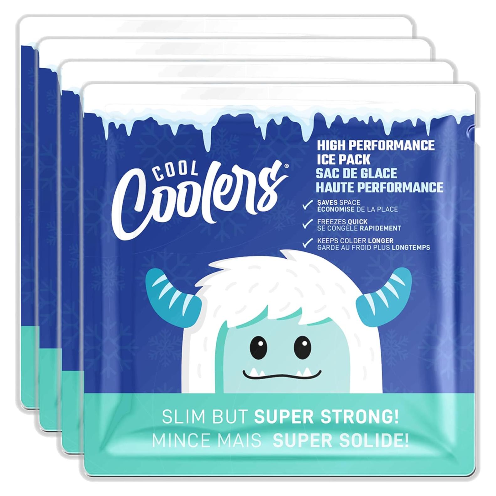 Cool Coolers by Fit & Fresh High Performance Kids Lunch Box Ice Packs, Puncture Resistant Ice Packs for Lunch Bags and Cooler, Durable and Reusable, Non-Toxic Gel Ice Packs, 4PK