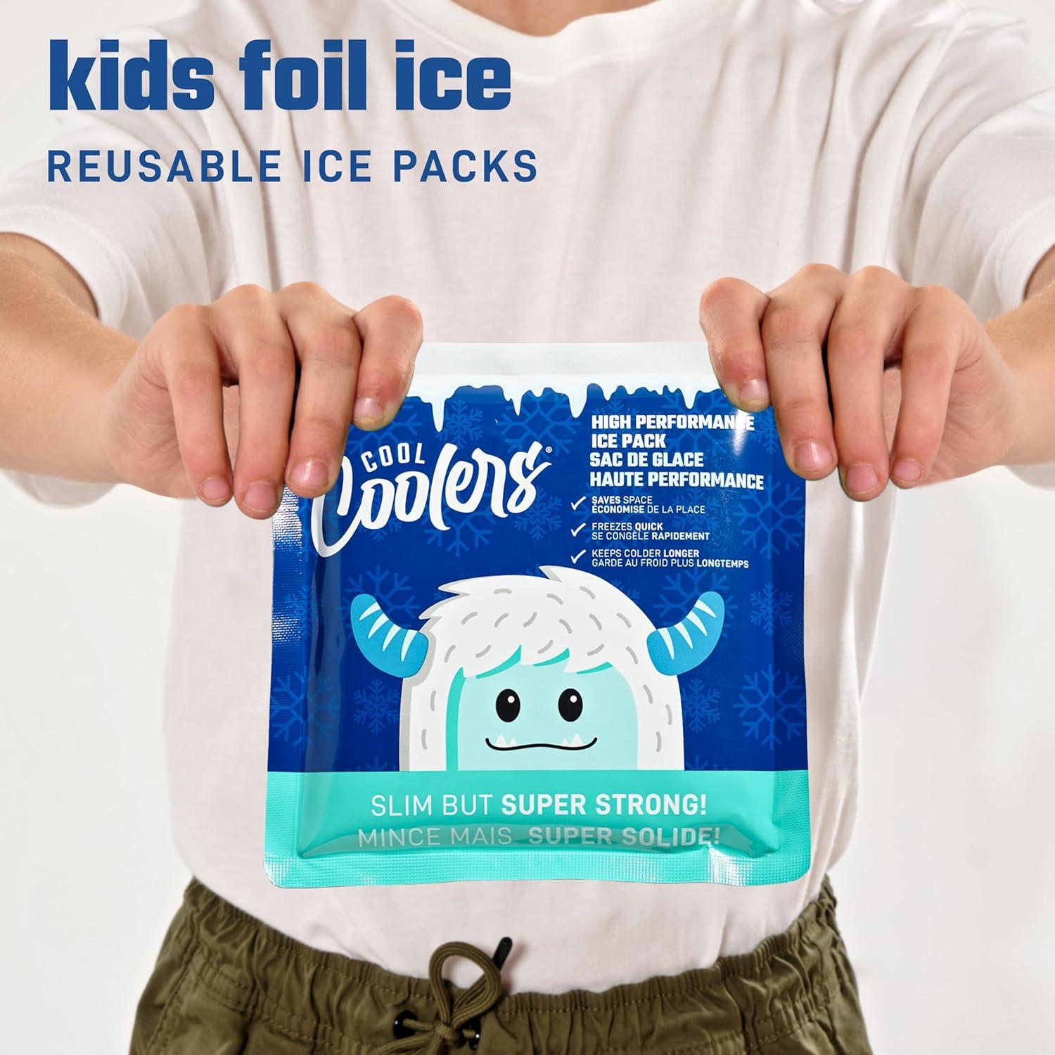 Cool Coolers by Fit & Fresh High Performance Kids Lunch Box Ice Packs, Puncture Resistant Ice Packs for Lunch Bags and Cooler, Durable and Reusable, Non-Toxic Gel Ice Packs, 4PK