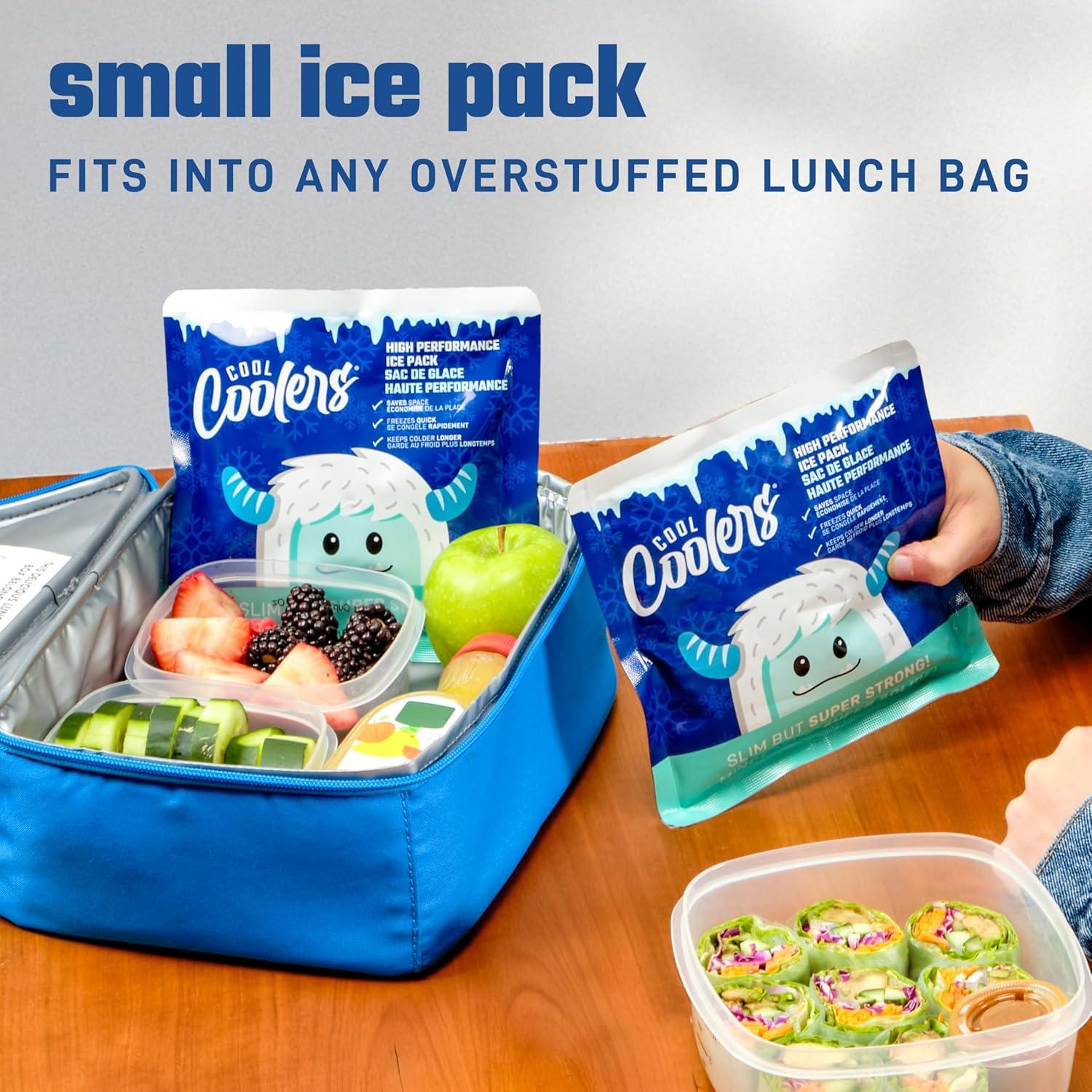 Cool Coolers by Fit & Fresh High Performance Kids Lunch Box Ice Packs, Puncture Resistant Ice Packs for Lunch Bags and Cooler, Durable and Reusable, Non-Toxic Gel Ice Packs, 4PK