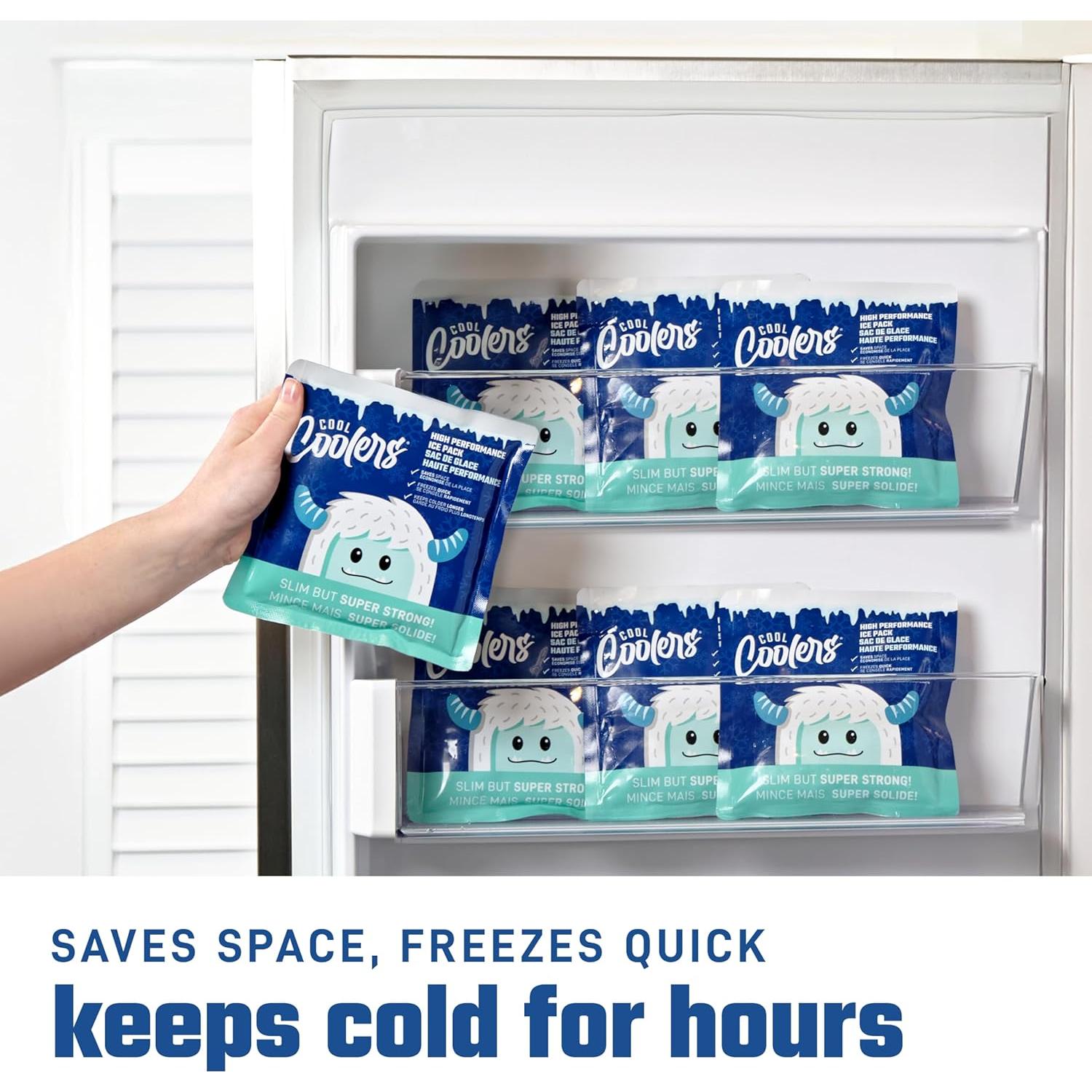 Cool Coolers by Fit & Fresh High Performance Kids Lunch Box Ice Packs, Puncture Resistant Ice Packs for Lunch Bags and Cooler, Durable and Reusable, Non-Toxic Gel Ice Packs, 4PK