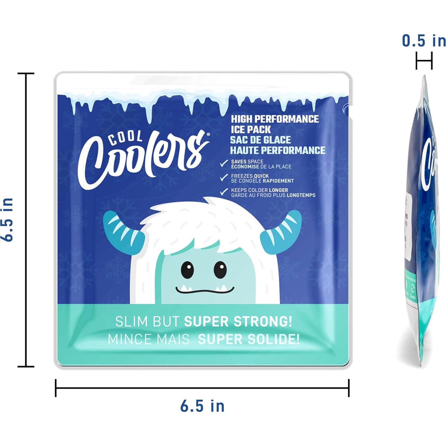 Cool Coolers by Fit & Fresh High Performance Kids Lunch Box Ice Packs, Puncture Resistant Ice Packs for Lunch Bags and Cooler, Durable and Reusable, Non-Toxic Gel Ice Packs, 4PK