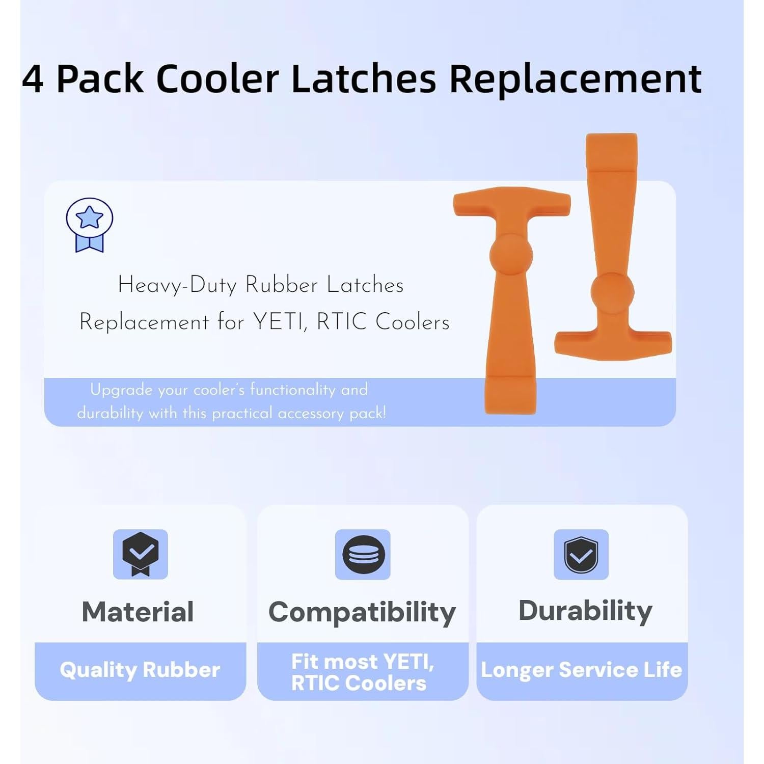 4 Ganchos de Caucho FUREHON para Nevera YETI y RTIC - Alta Resistencia