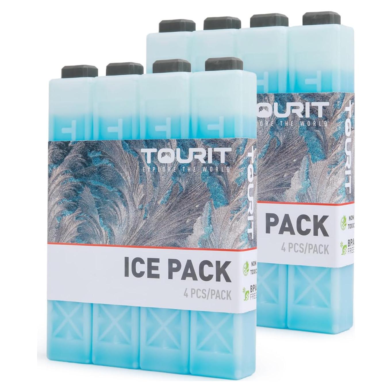 Paquete de Hielo Reutilizable TOURIT 8 Piezas 22.23cm Azul