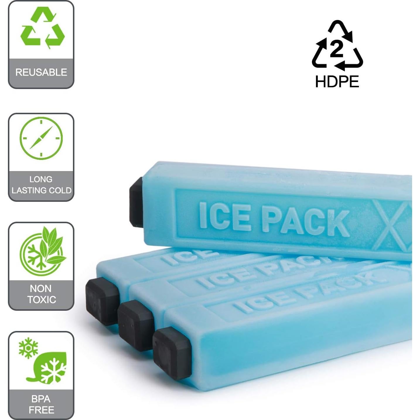 Paquete de Hielo Reutilizable TOURIT 8 Piezas 22.23cm Azul