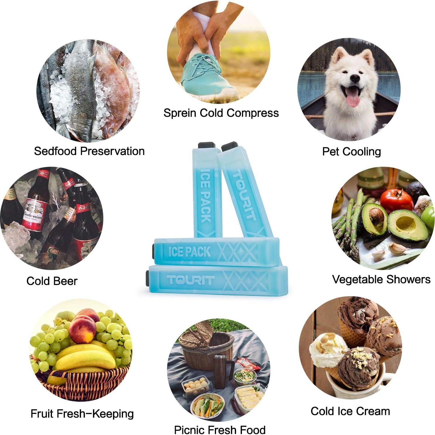 Paquete de Hielo Reutilizable TOURIT 8 Piezas 22.23cm Azul