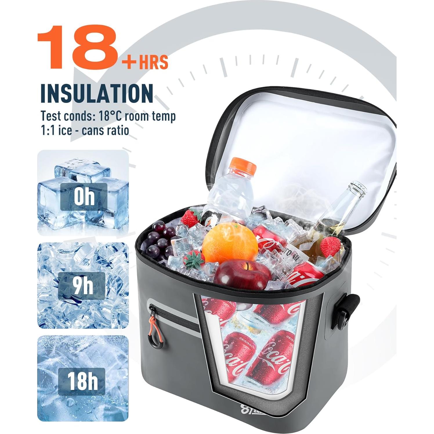 Soft-Sided Cooler Bag, 7/16/30 Can Portable Ice Chest Box, Waterproof, Leak-Proof, Insulated Cooler for Lunch, Beach, Drink, Beverage, Travel, Camping, Picnic