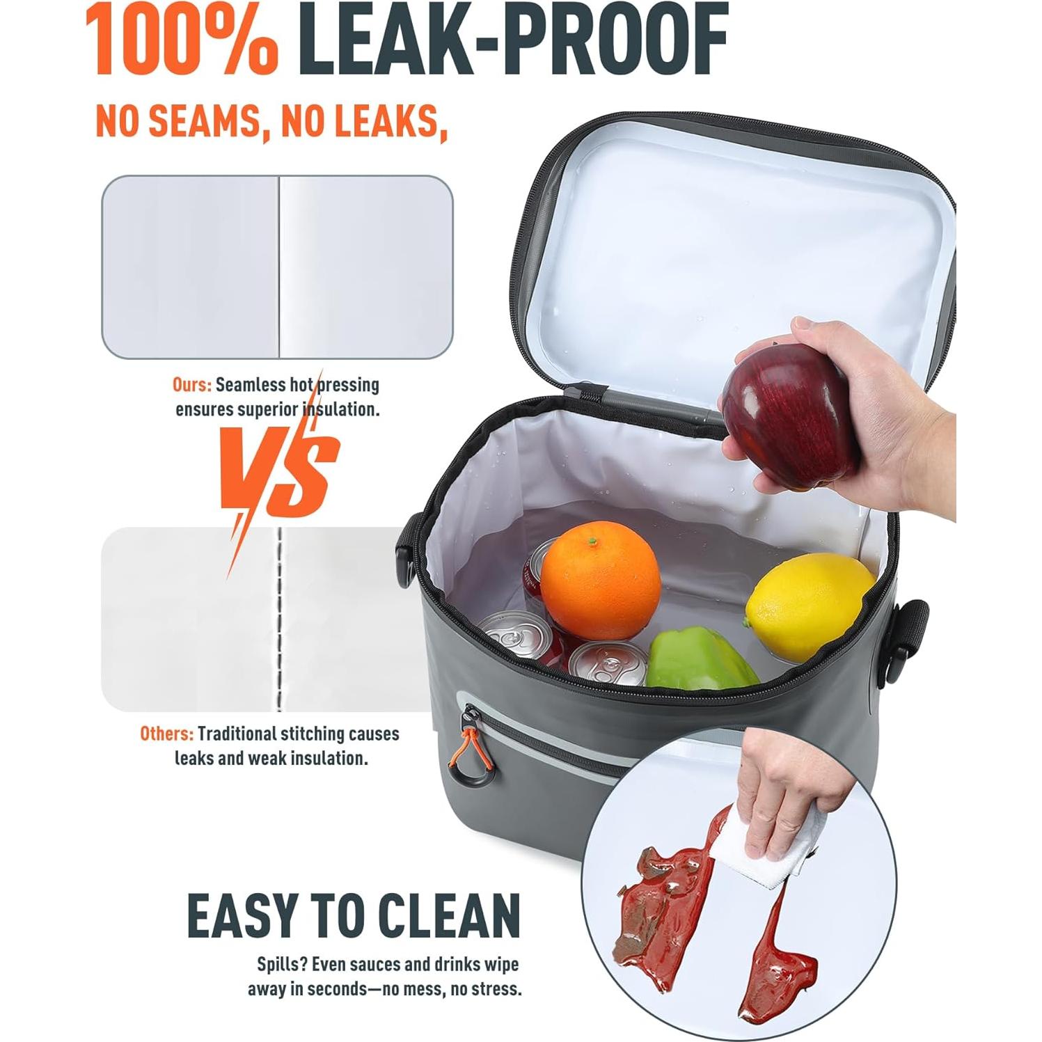 Soft-Sided Cooler Bag, 7/16/30 Can Portable Ice Chest Box, Waterproof, Leak-Proof, Insulated Cooler for Lunch, Beach, Drink, Beverage, Travel, Camping, Picnic