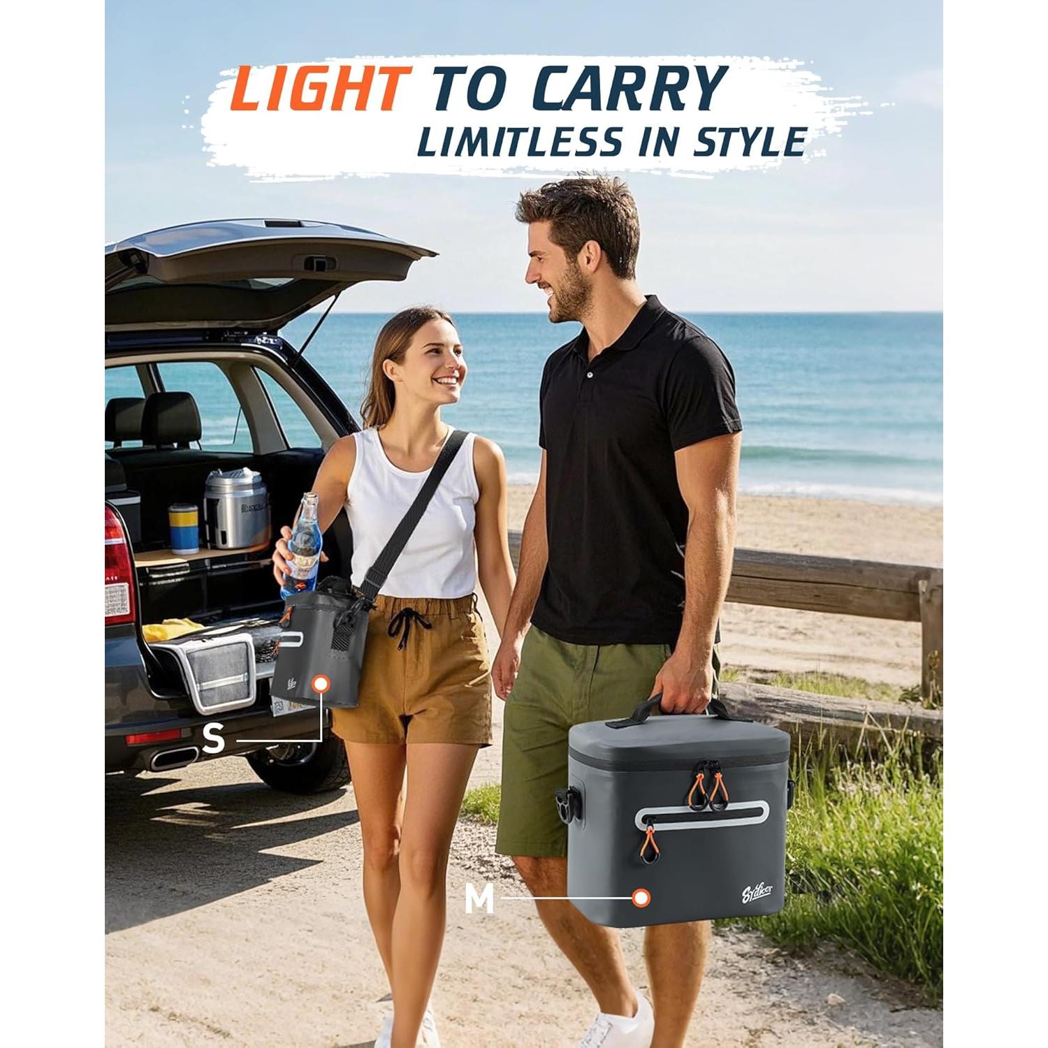 Soft-Sided Cooler Bag, 7/16/30 Can Portable Ice Chest Box, Waterproof, Leak-Proof, Insulated Cooler for Lunch, Beach, Drink, Beverage, Travel, Camping, Picnic