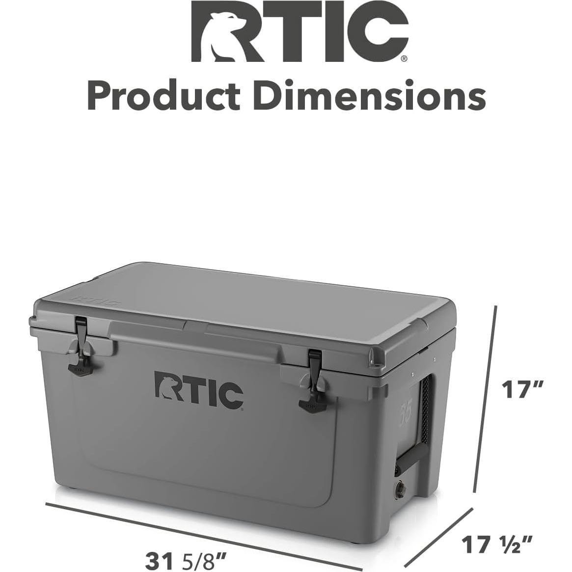 Nevera Aislada Portátil RTIC 65 QT Gris Oscuro para Camping