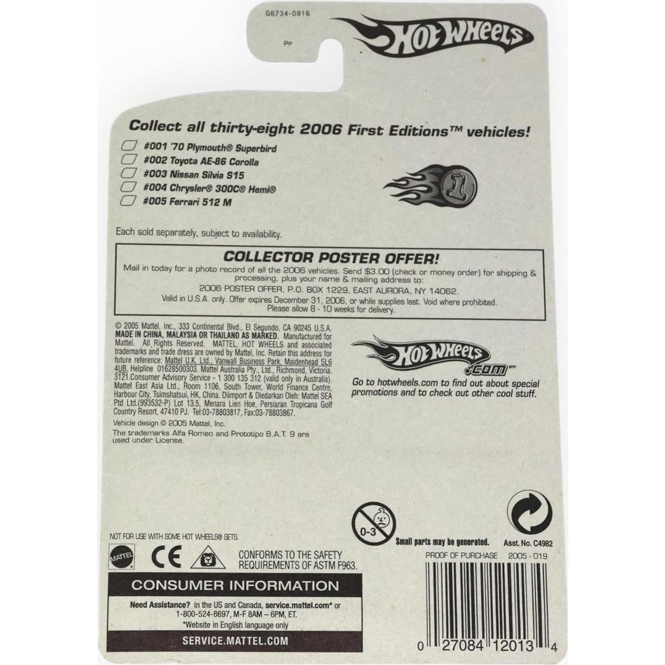 Hot Wheels Mattel 2005 Alfa Romeo B.A.T. 9 Escala 1:64