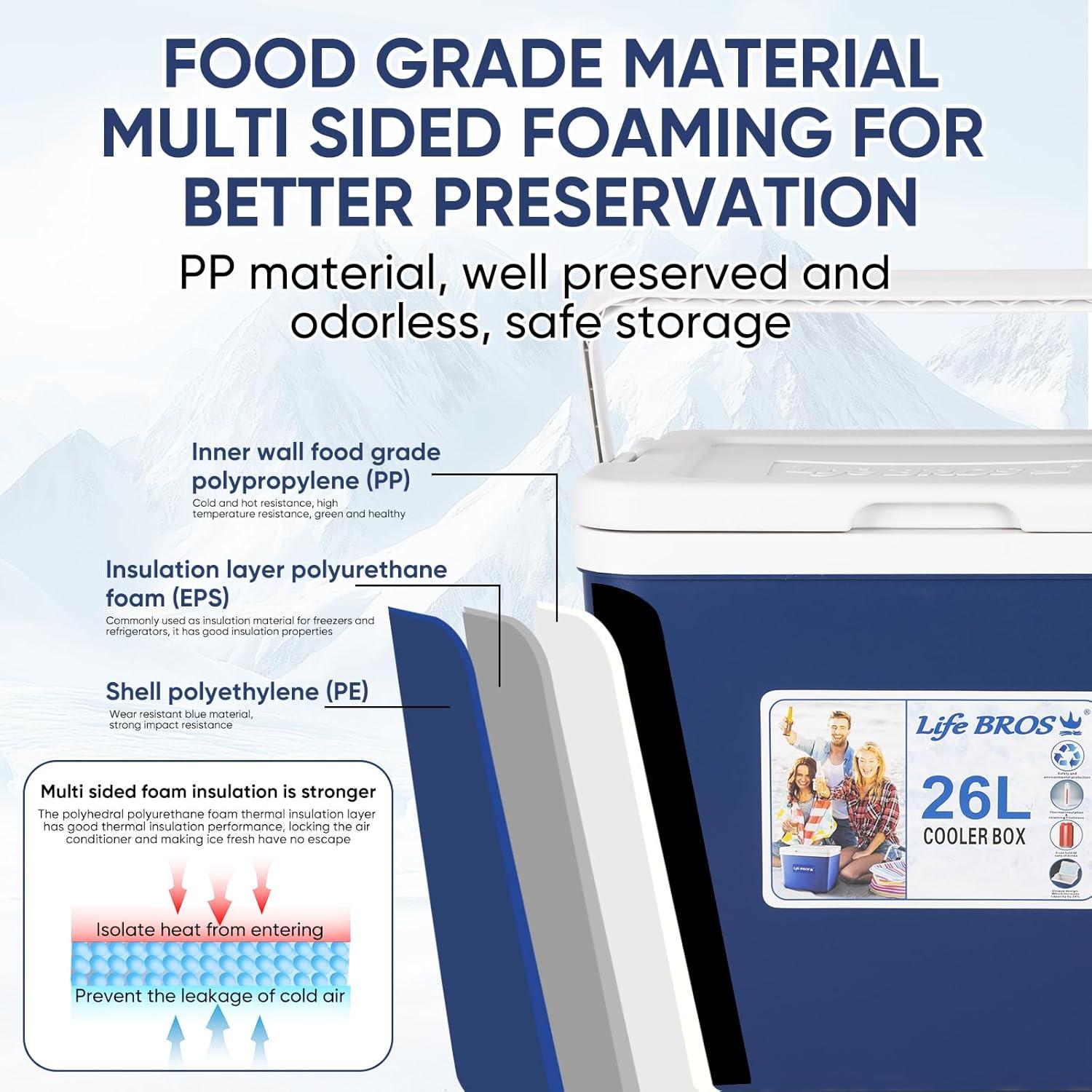 Enfriador Portátil Life BROS 26L Azul Aislado 3 Días