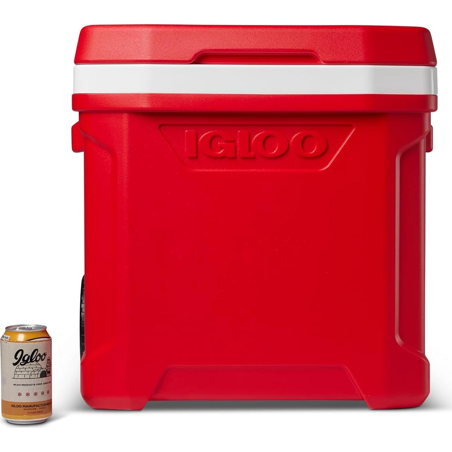 Hielera Igloo Perfil Rojo 60 Qt con Ruedas y Mango Telescópico