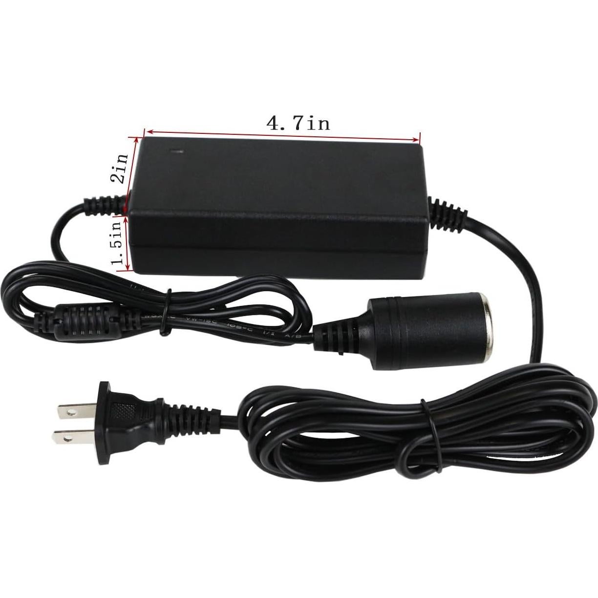 12V 5A AC/DC Power Supply Adapter for Coleman Thermoelectric Hot/Cold Cooler，for Camping Home Office Dorm or Vehicle Use Cigarette Lighter Plug Socket Power Supply Cord PS