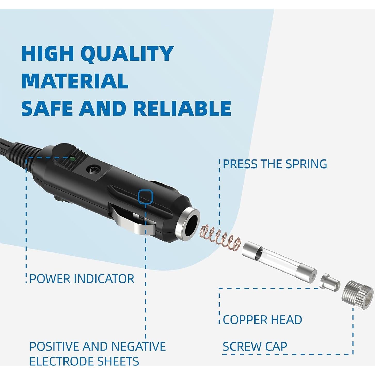 Adaptador de Cable de Alimentación 12V Coleman 2.44m con Fusible