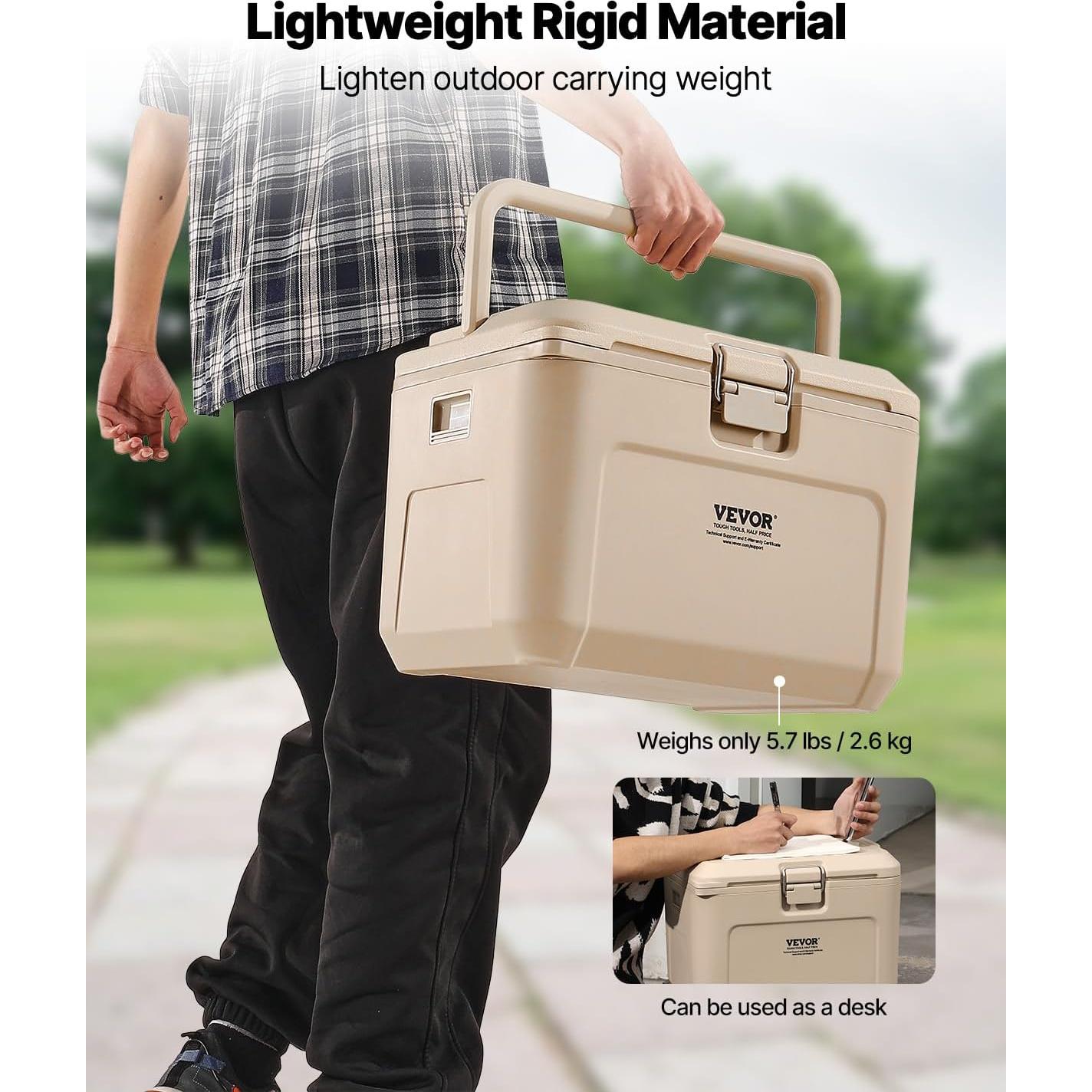 Nevera Portátil VEVOR 8.5QT Gris-Blanco Aislamiento Duradero