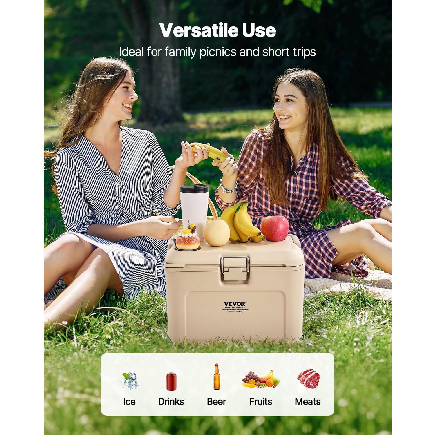 Nevera Portátil VEVOR 8.5QT Gris-Blanco Aislamiento Duradero