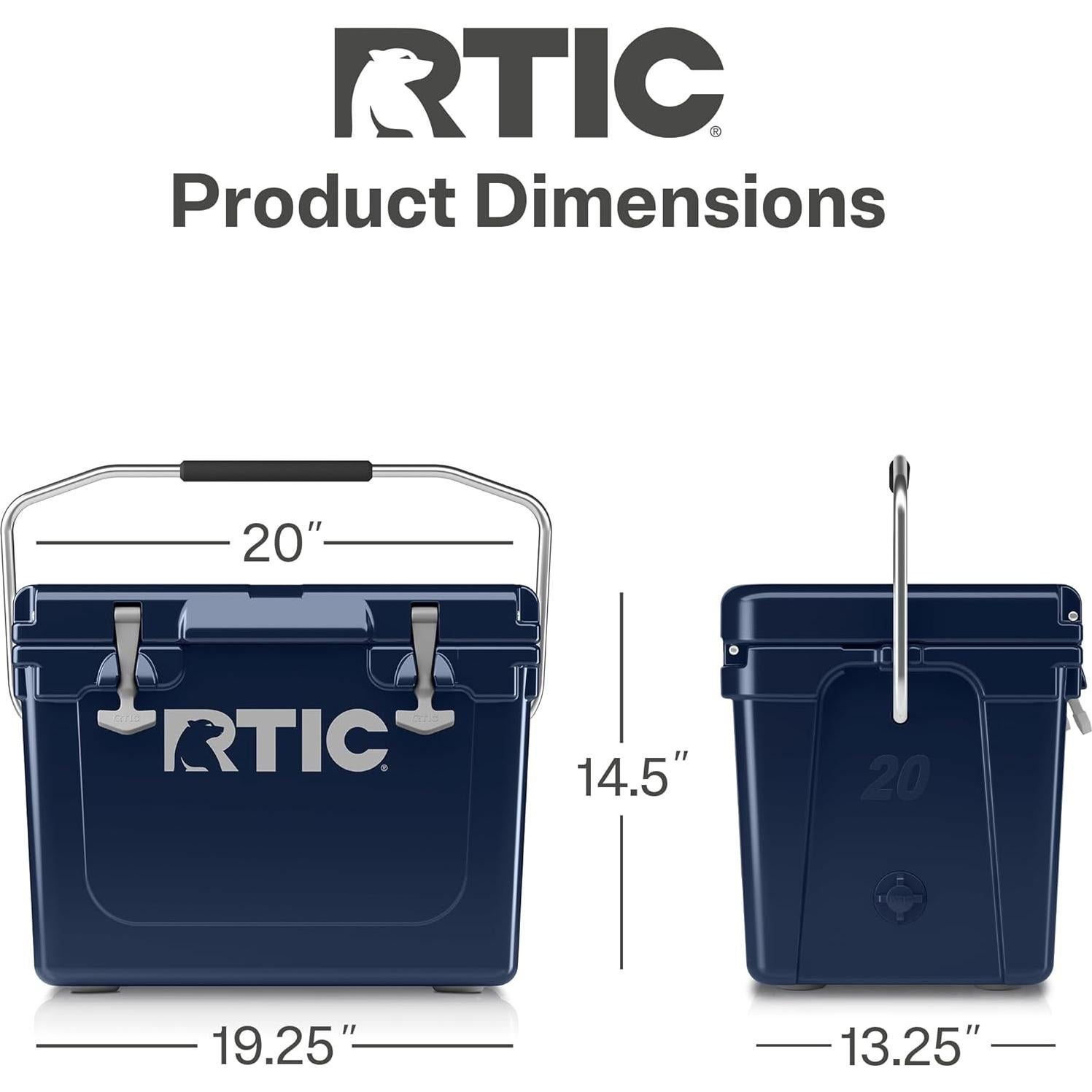 Cooler Aislado RTIC 20QT Marino para Camping y Playa
