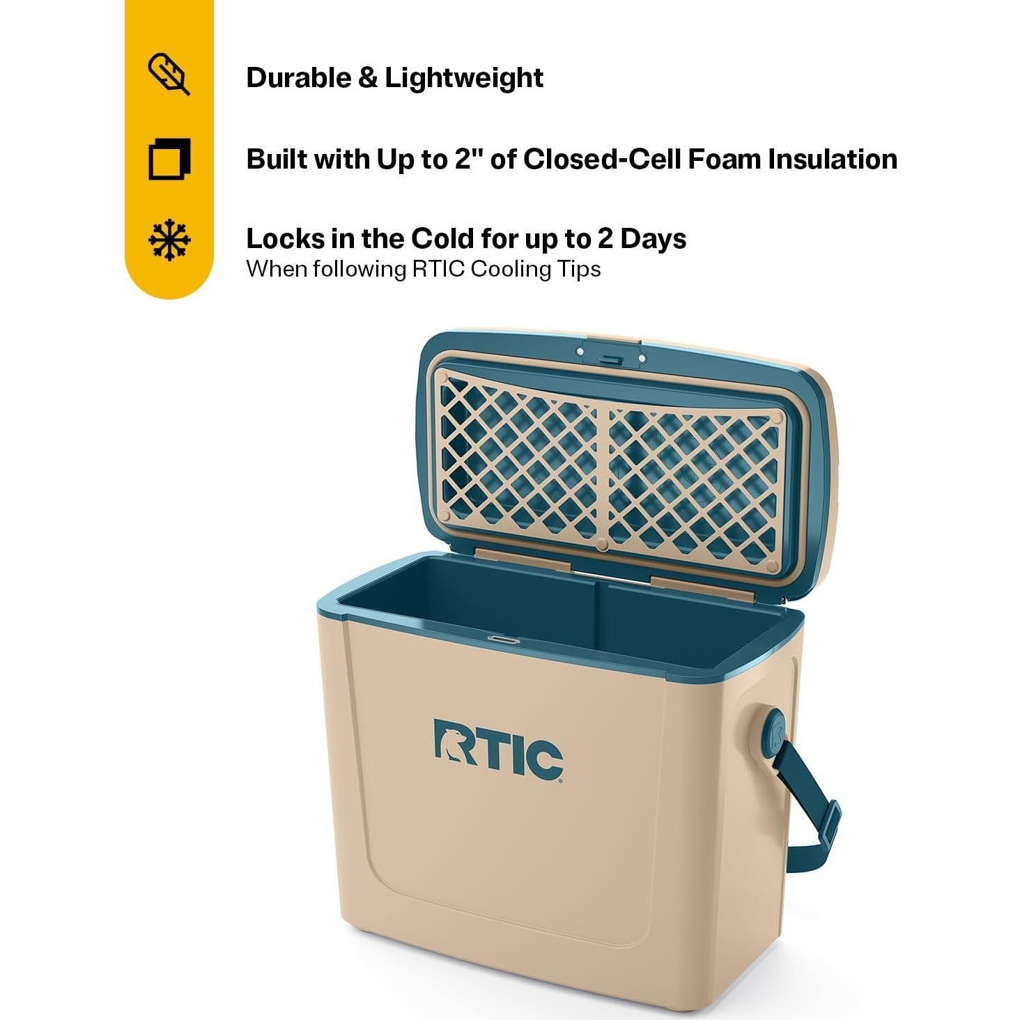 Hielera RTIC 16 QT Portátil Aislada para Camping y Playa