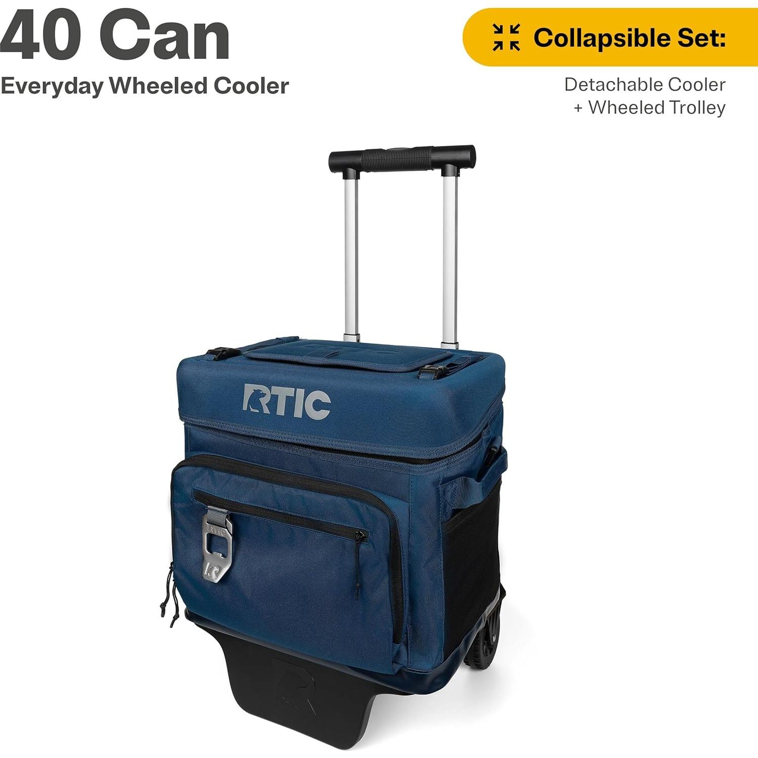 Cooler RTIC 40 Latas con Ruedas y Mango Plegable Marino
