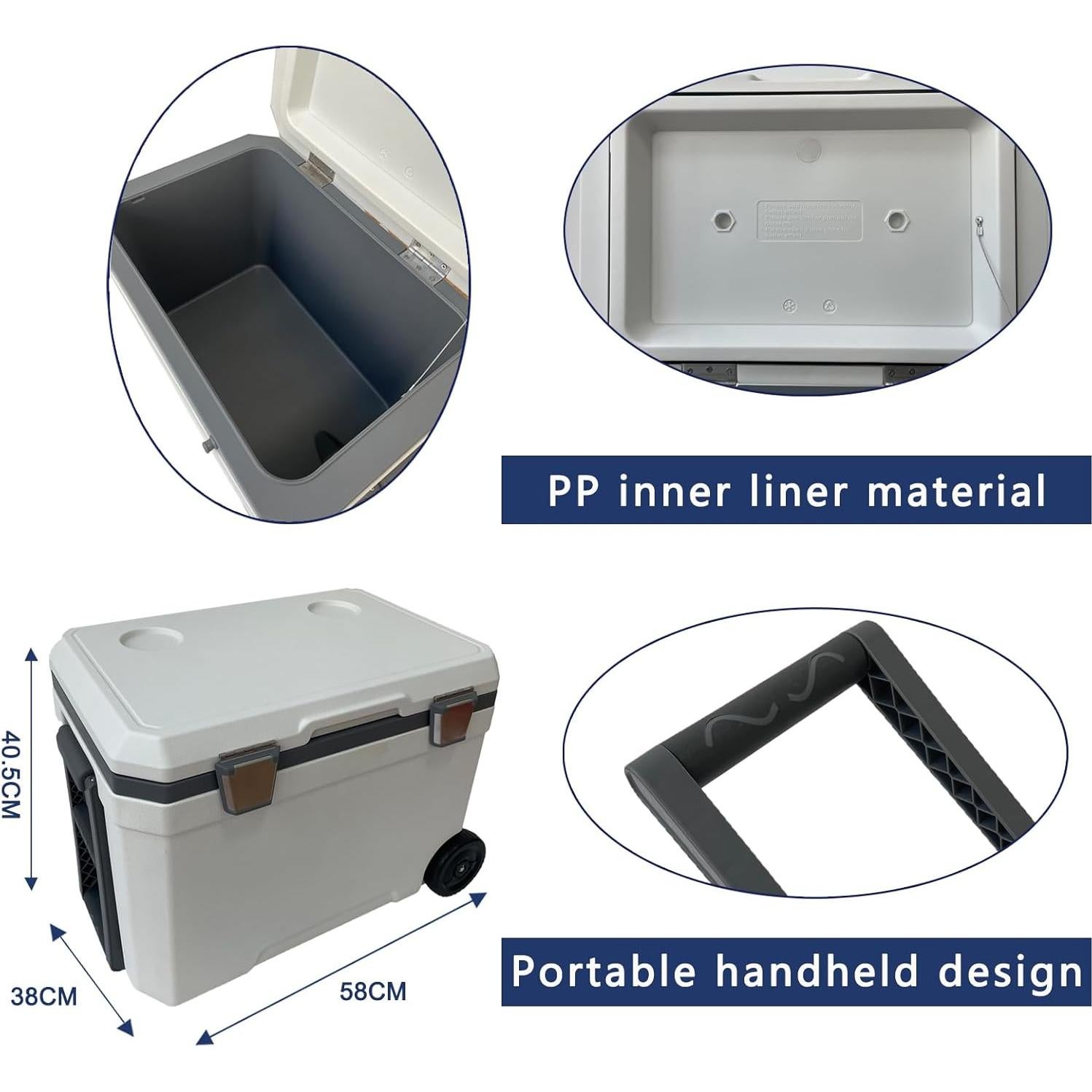 Enfriador de Camping BRZSACR 45L Portátil con Ruedas y Aislamiento