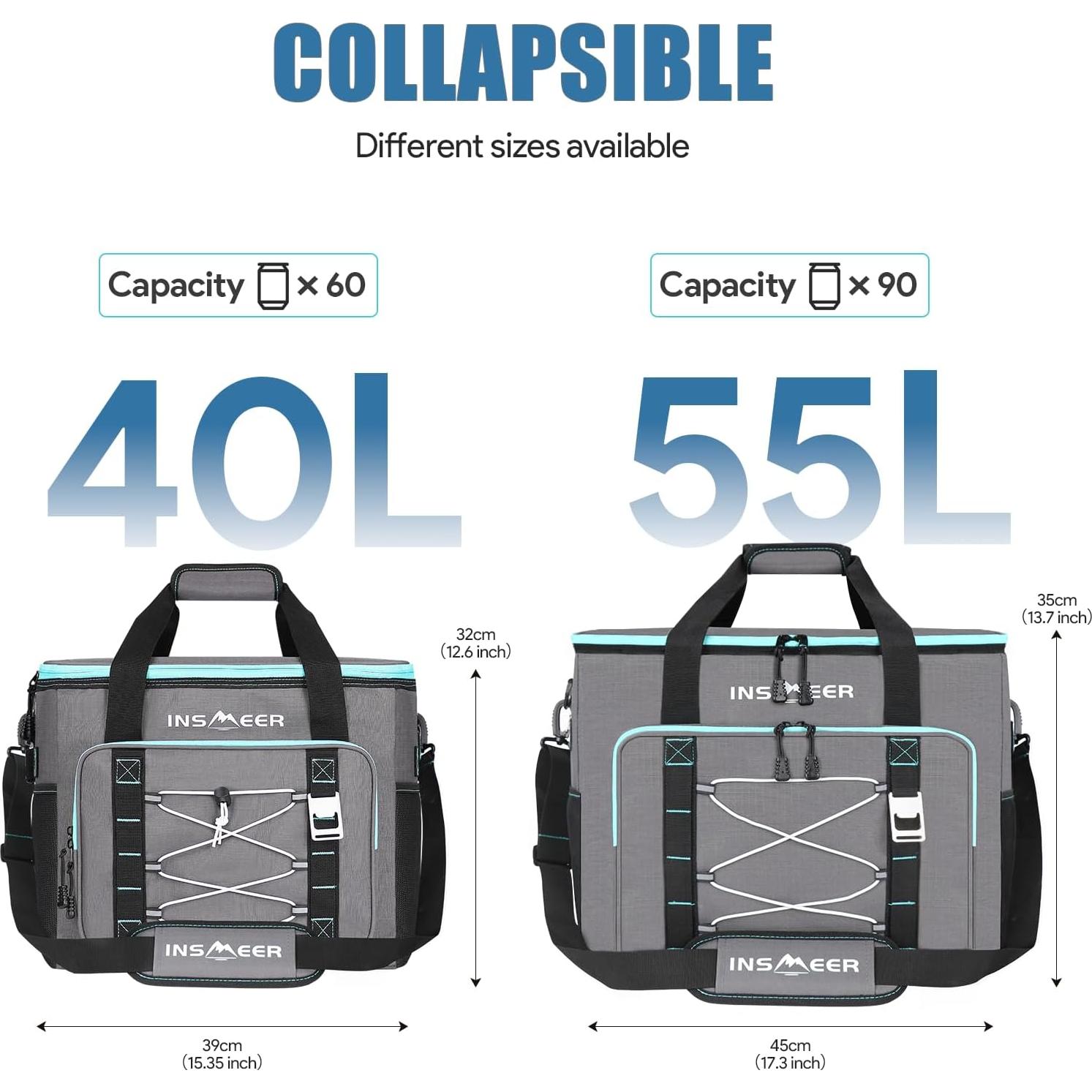 Bolsa Térmica Aislada INSMEER 55L Portátil para Camping