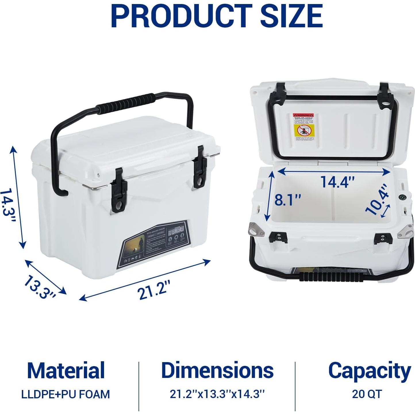 Nevera Dura Portátil TROPOW 20 Cuartos Aislada para Camping