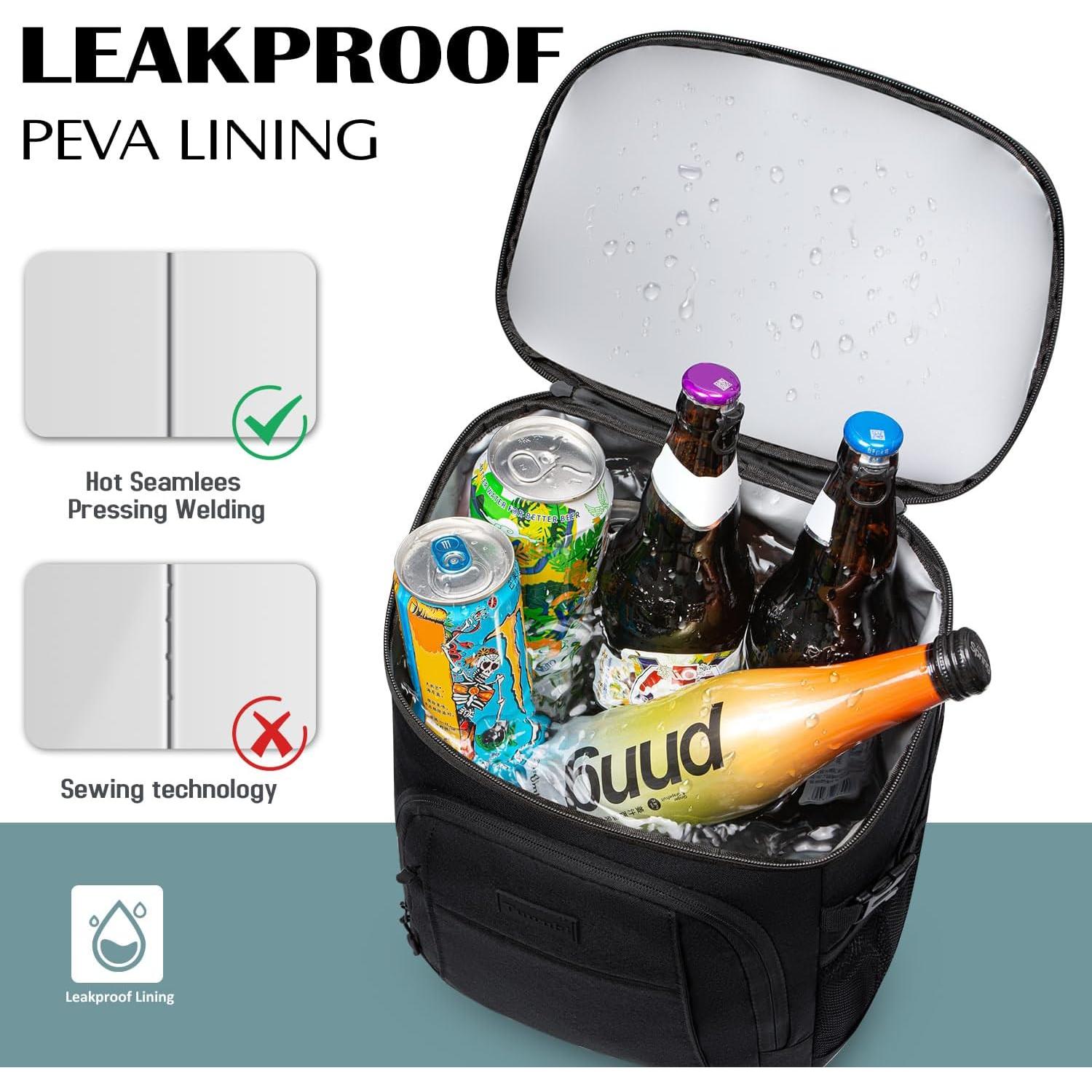 Mochila Enfriadora Tuwubi 35 Latas Negra Aislada Impermeable