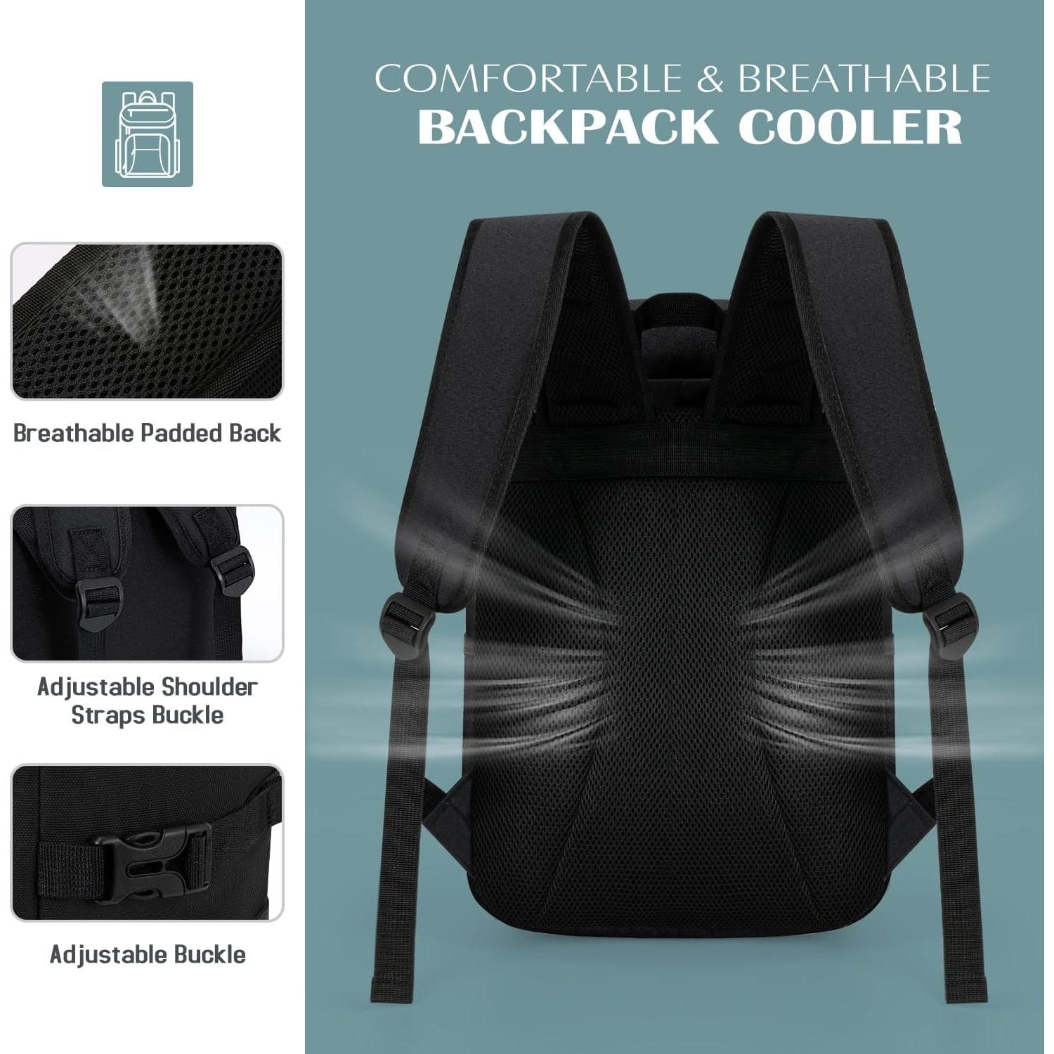 Mochila Enfriadora Tuwubi 35 Latas Negra Aislada Impermeable