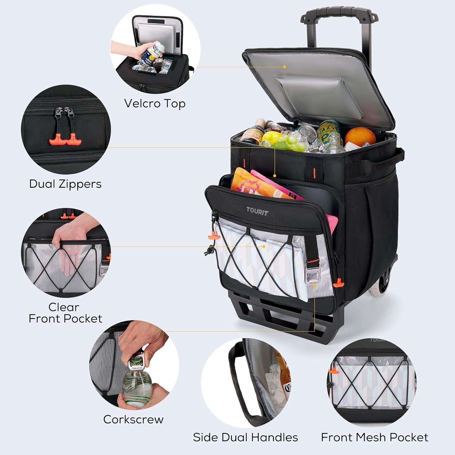 Enfriador Rodante TOURIT 49L Doble Nivel Aislado Plegable