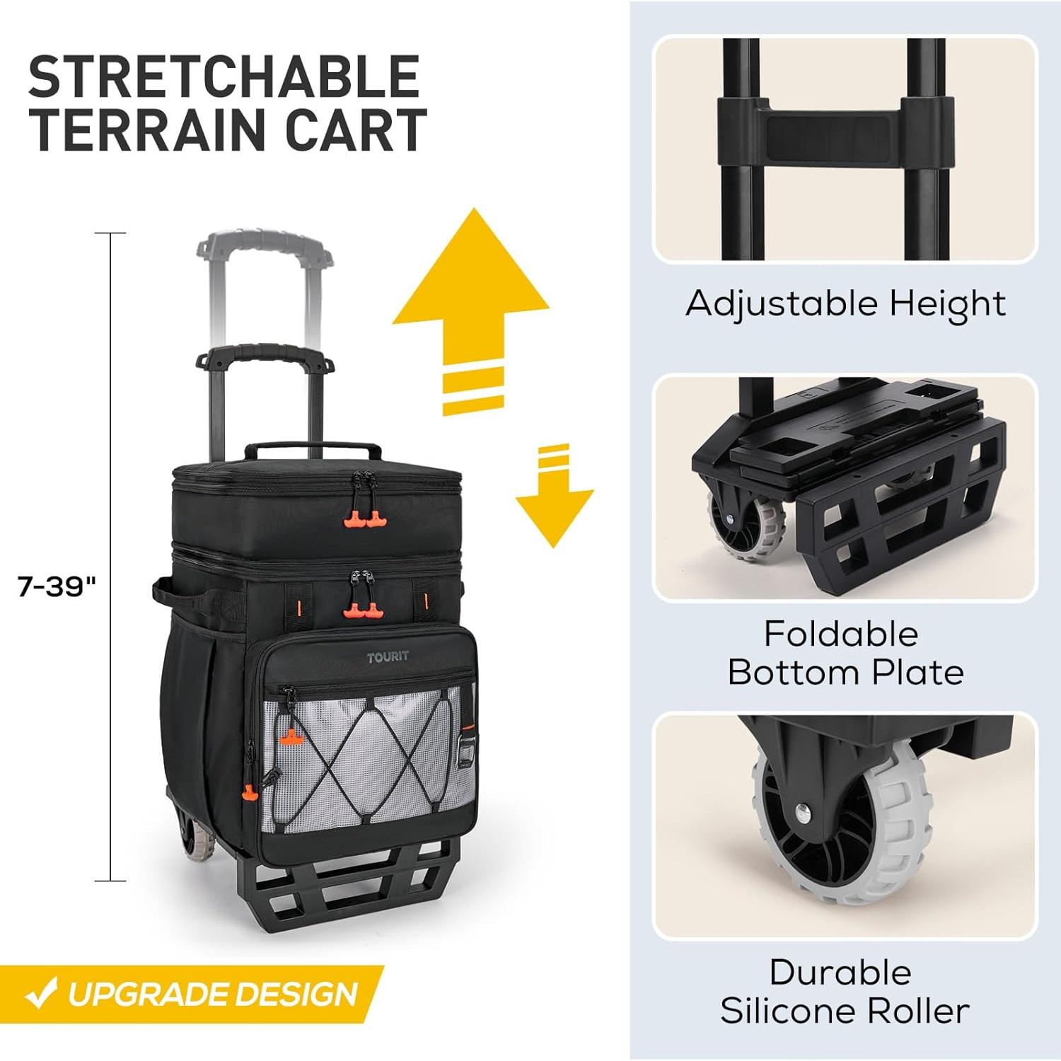 Enfriador Rodante TOURIT 49L Doble Nivel Aislado Plegable