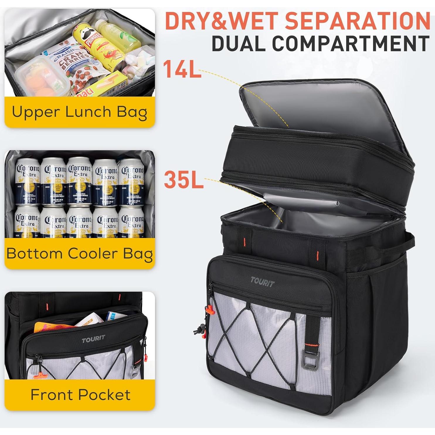 Enfriador Rodante TOURIT 49L Doble Nivel Aislado Plegable