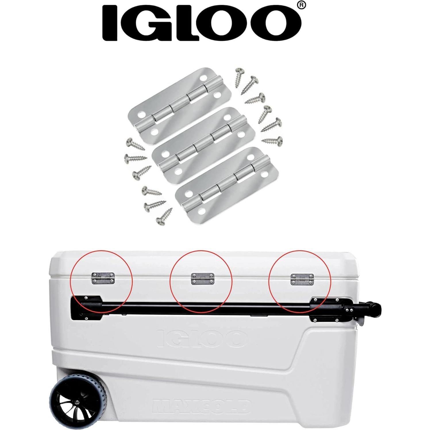 Igloo Cooler Heavy-Duty Stainless Steel Parts Kit - 2 Latches, 3 Hinges, Latch Posts & Screws - Marine-Grade, Corrosion-Resistant Parts