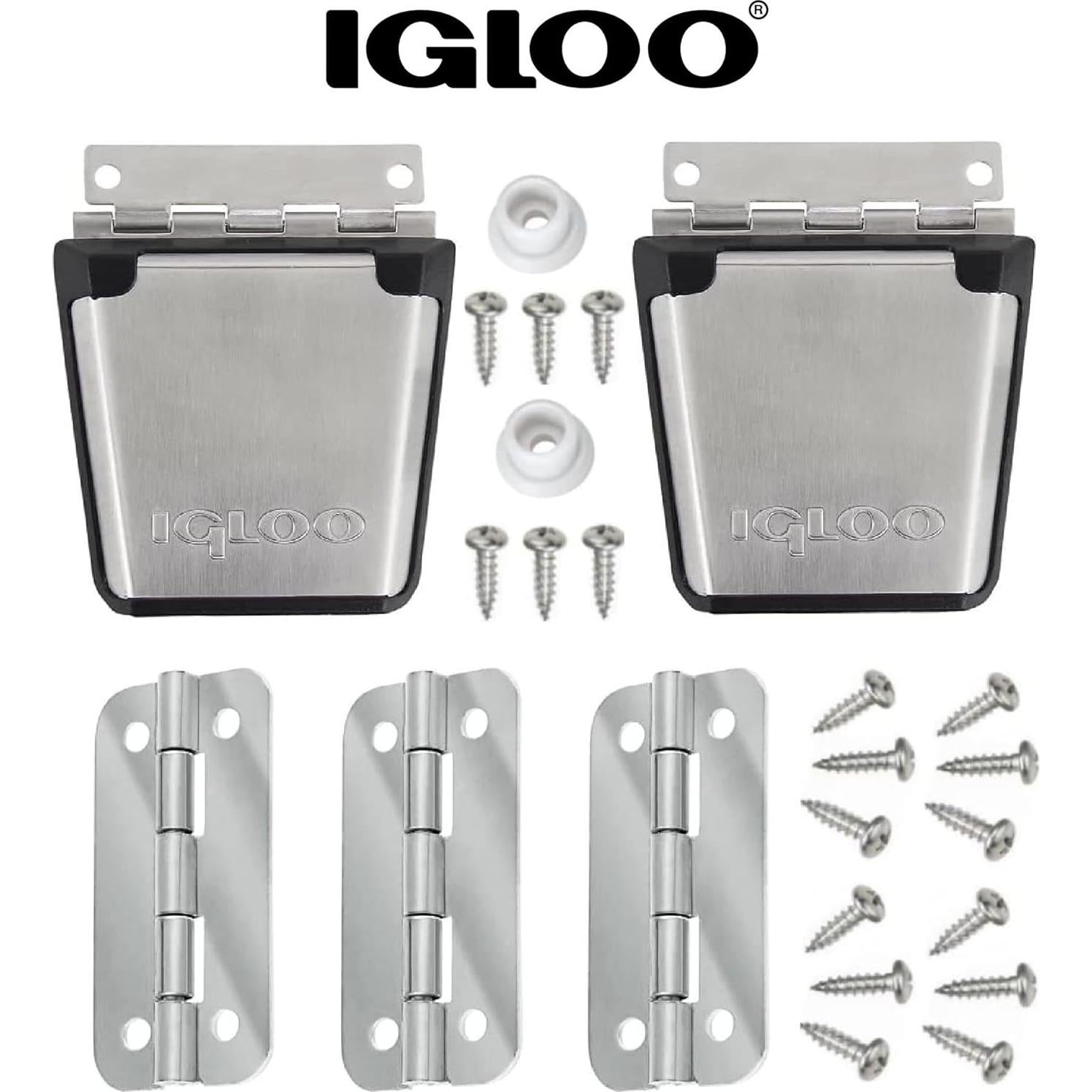 Igloo Cooler Heavy-Duty Stainless Steel Parts Kit - 2 Latches, 3 Hinges, Latch Posts & Screws - Marine-Grade, Corrosion-Resistant Parts